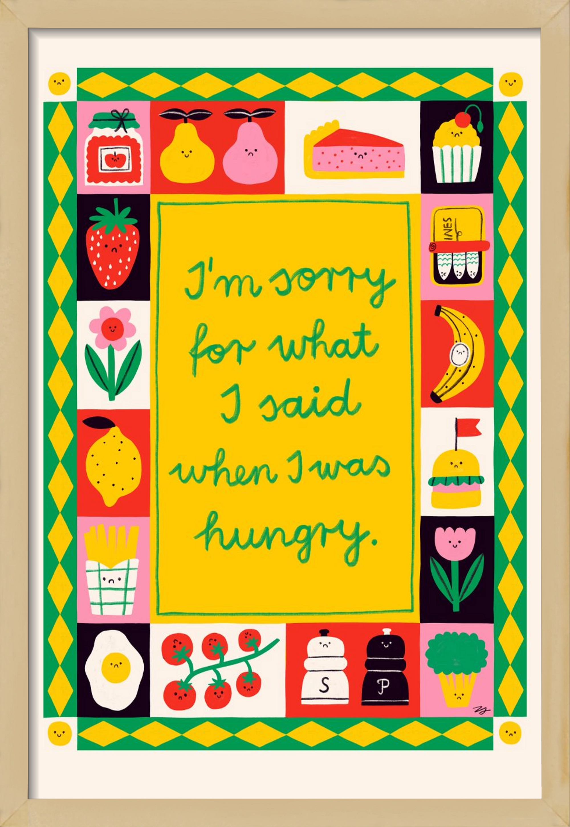 Sorry, 30x45 cm (30x45 cm), Tölgy keret