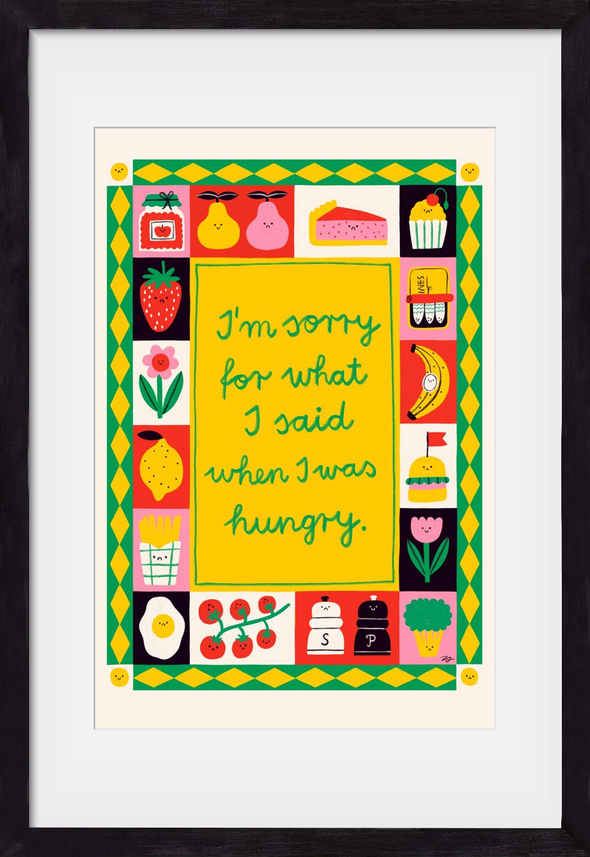 Sorry, 40x60 cm (30x45 cm), Fekete keret, paszpartuval