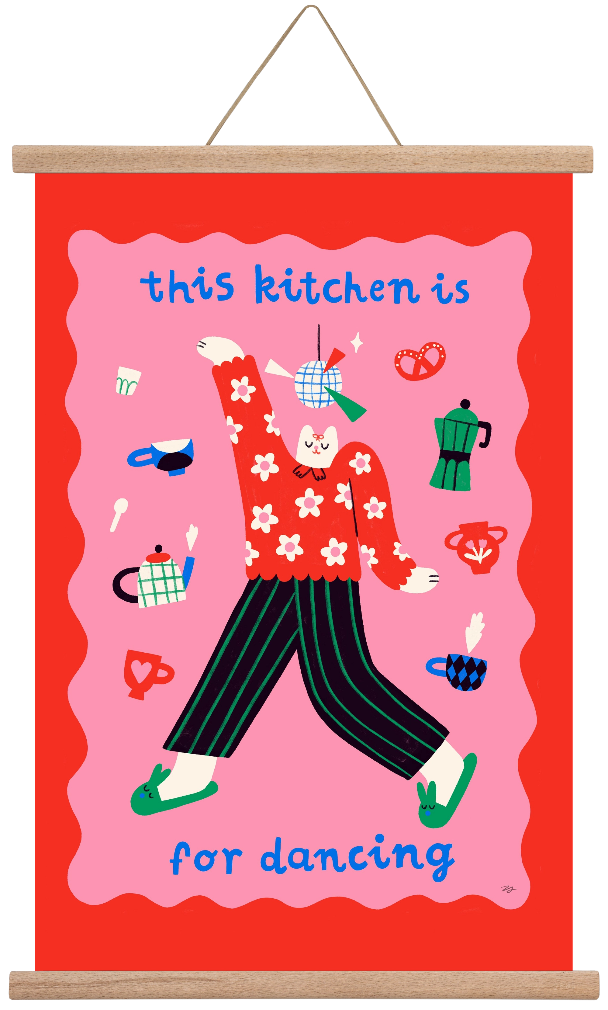 This Kitchen is for Dancing, 40x60 cm (40x60 cm), Tölgy akasztó