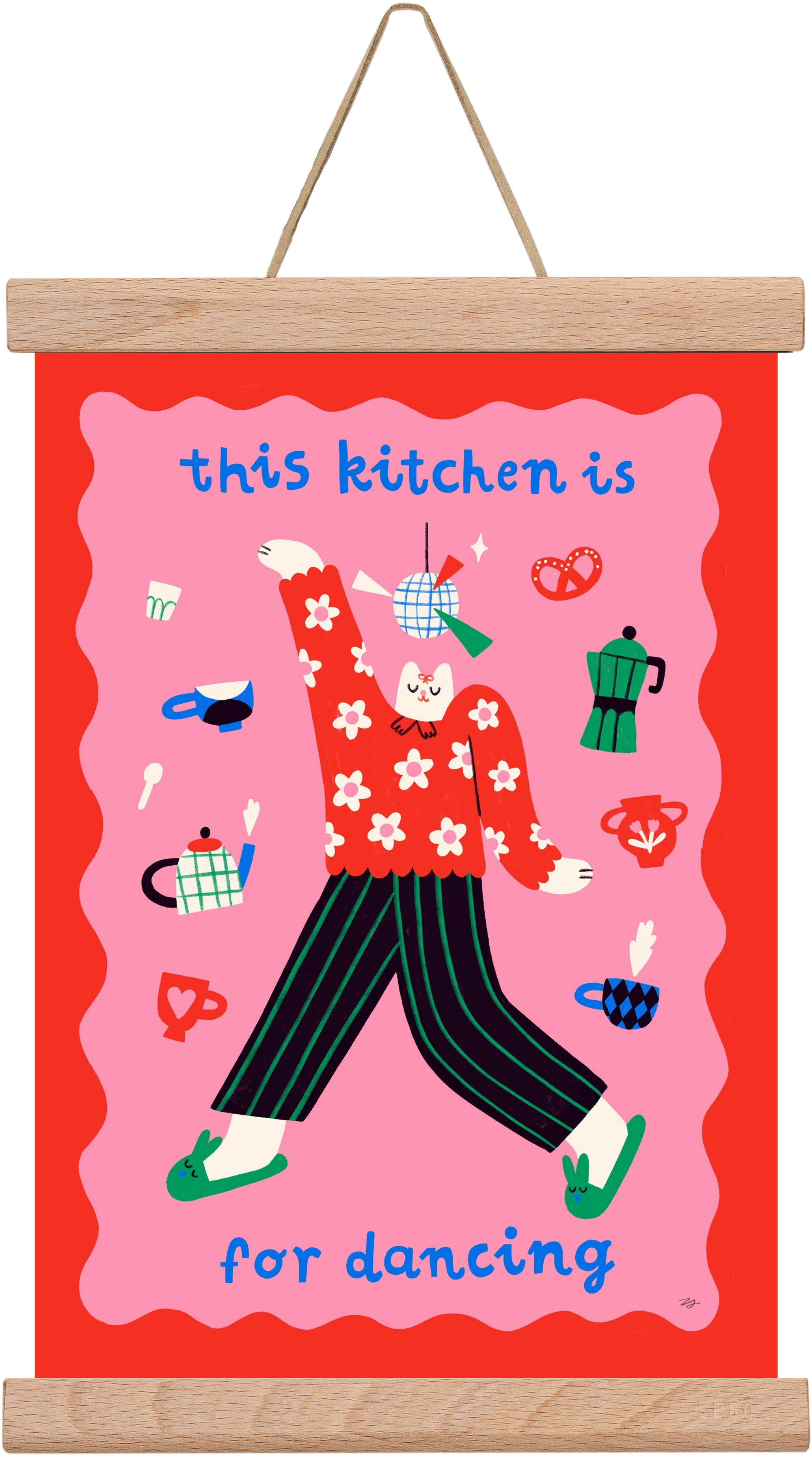 This Kitchen is for Dancing, 20x30 cm (20x30 cm), Tölgy akasztó