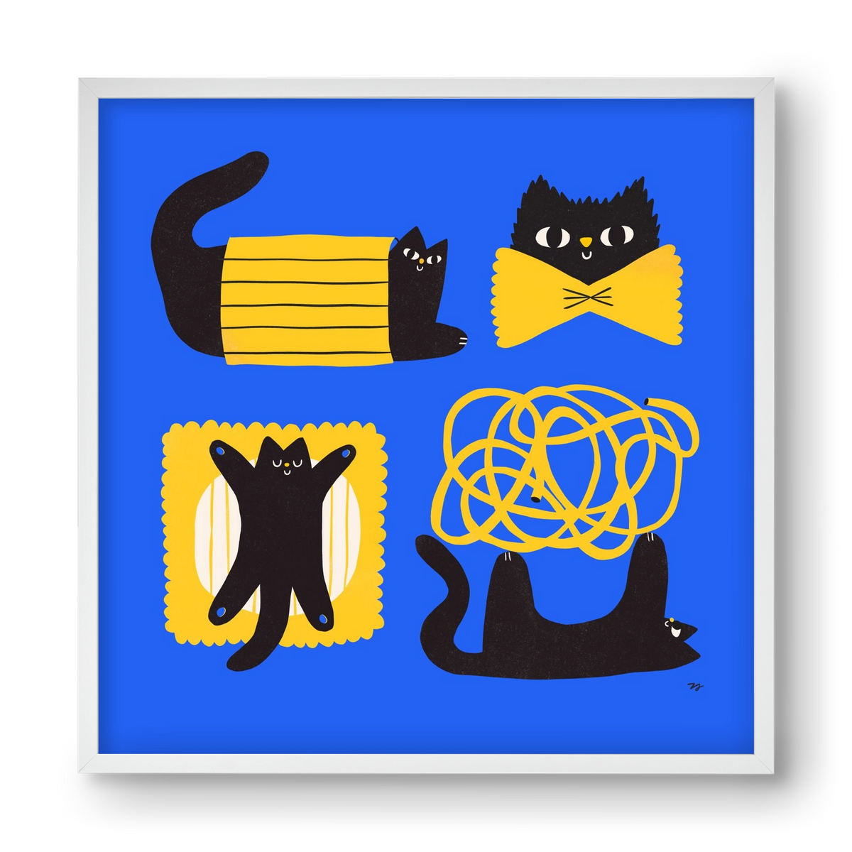 Pasta Cats, 40x40 cm (40x40 cm), Fehér keret