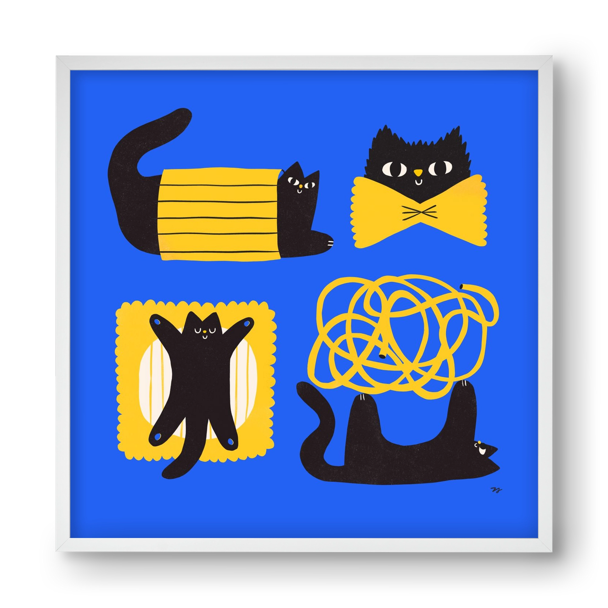 Pasta Cats, 40x40 cm (40x40 cm), Fehér keret