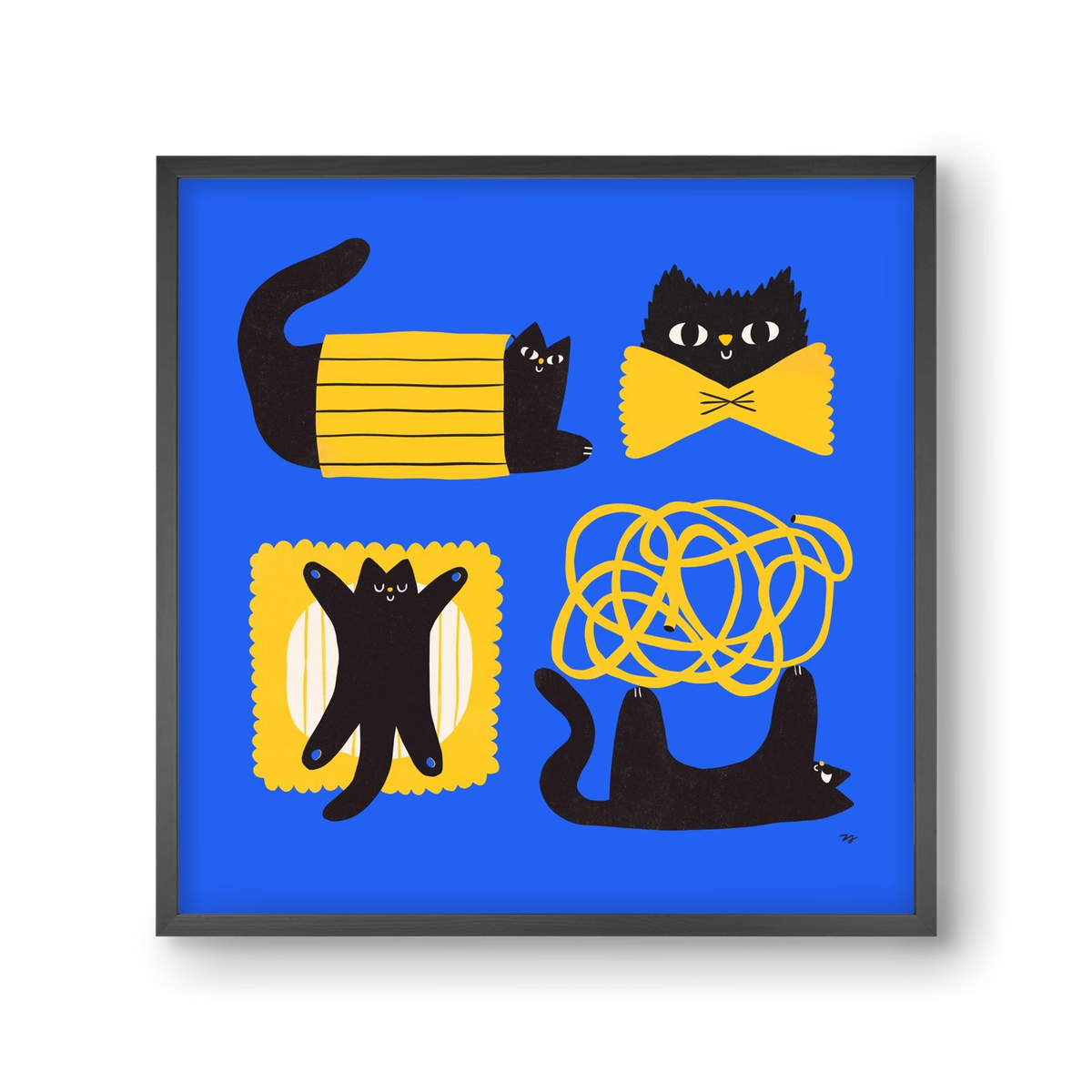 Pasta Cats, 30x30 cm (30x30 cm), Fekete keret
