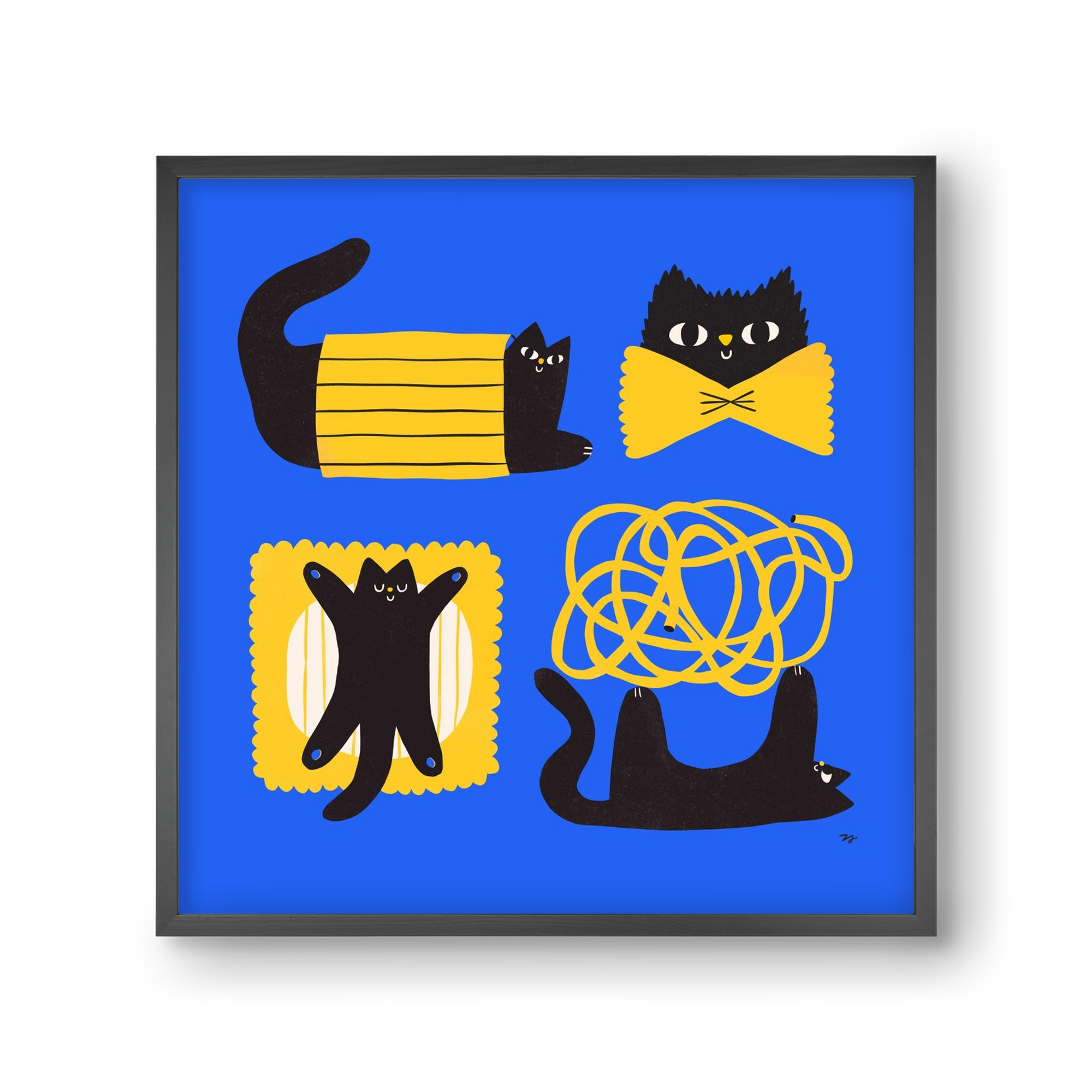 Pasta Cats, 30x30 cm (30x30 cm), Fekete keret