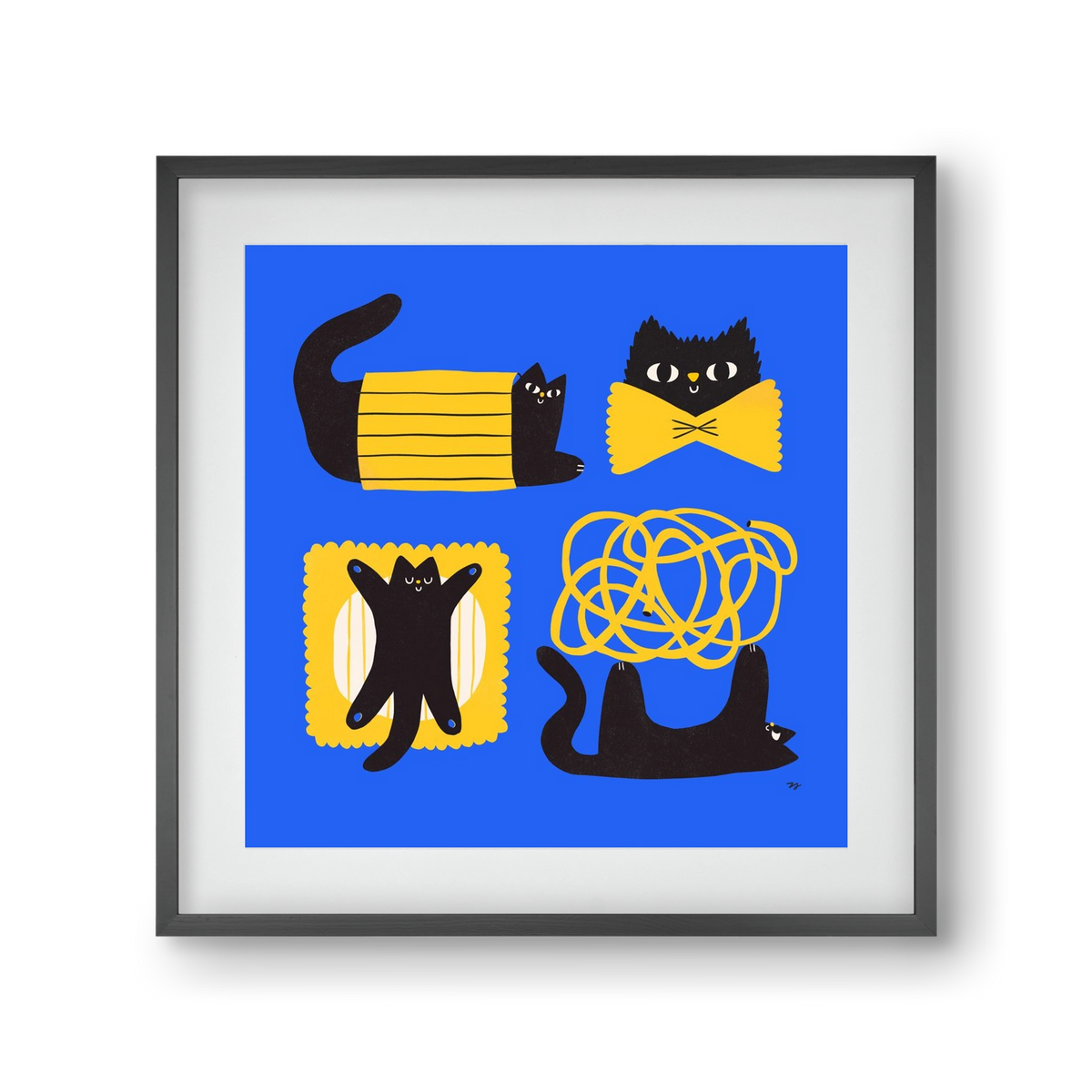 Pasta Cats, 30x30 cm (20x20 cm), Fekete keret, paszpartuval