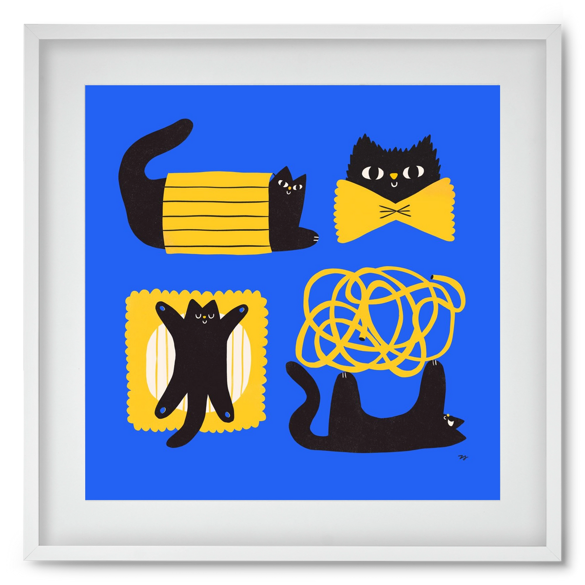 Pasta Cats, 50x50 cm (40x40 cm), Fehér keret, paszpartuval