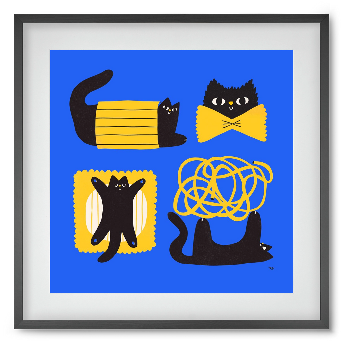 Pasta Cats, 50x50 cm (40x40 cm), Fekete keret, paszpartuval