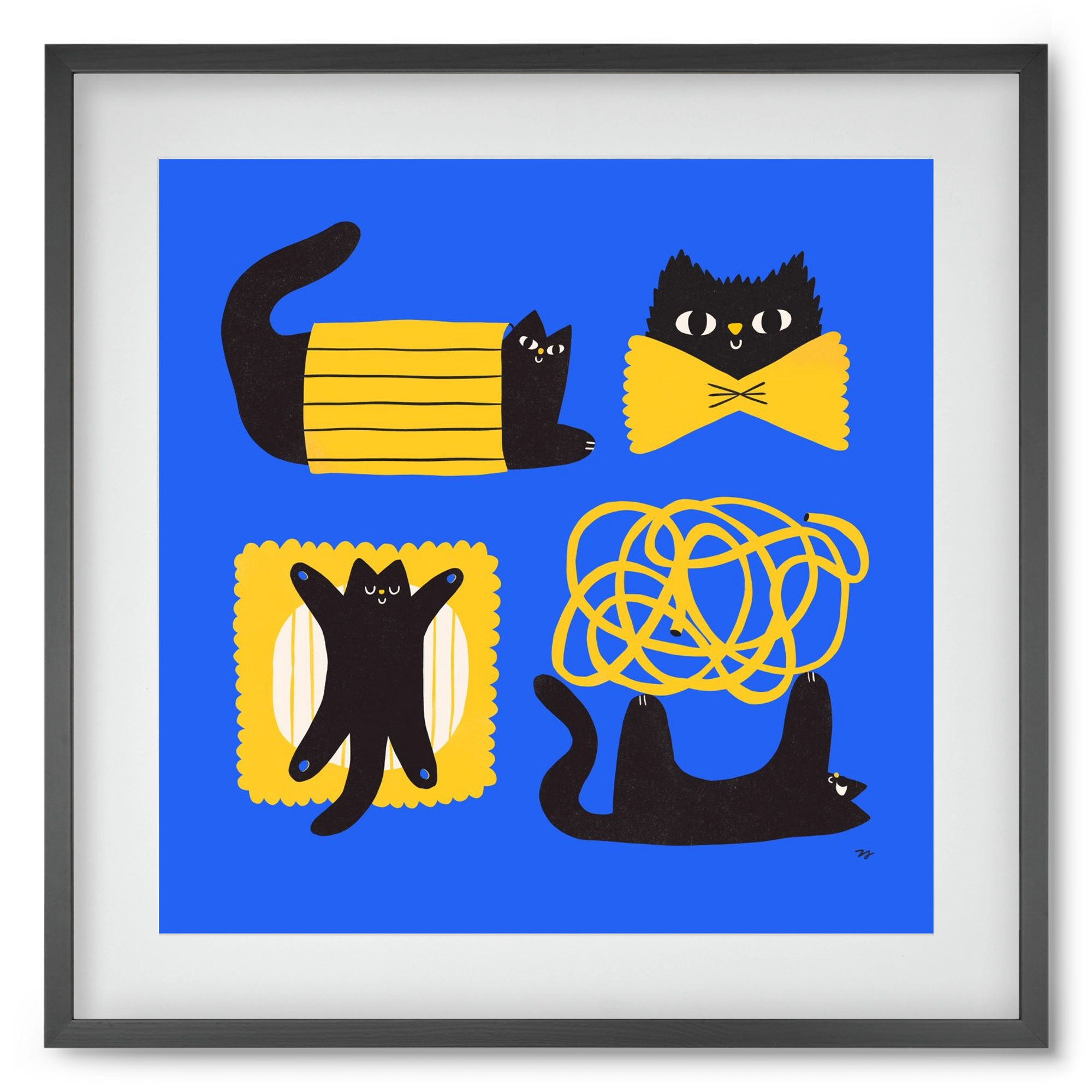 Pasta Cats, 50x50 cm (40x40 cm), Fekete keret, paszpartuval