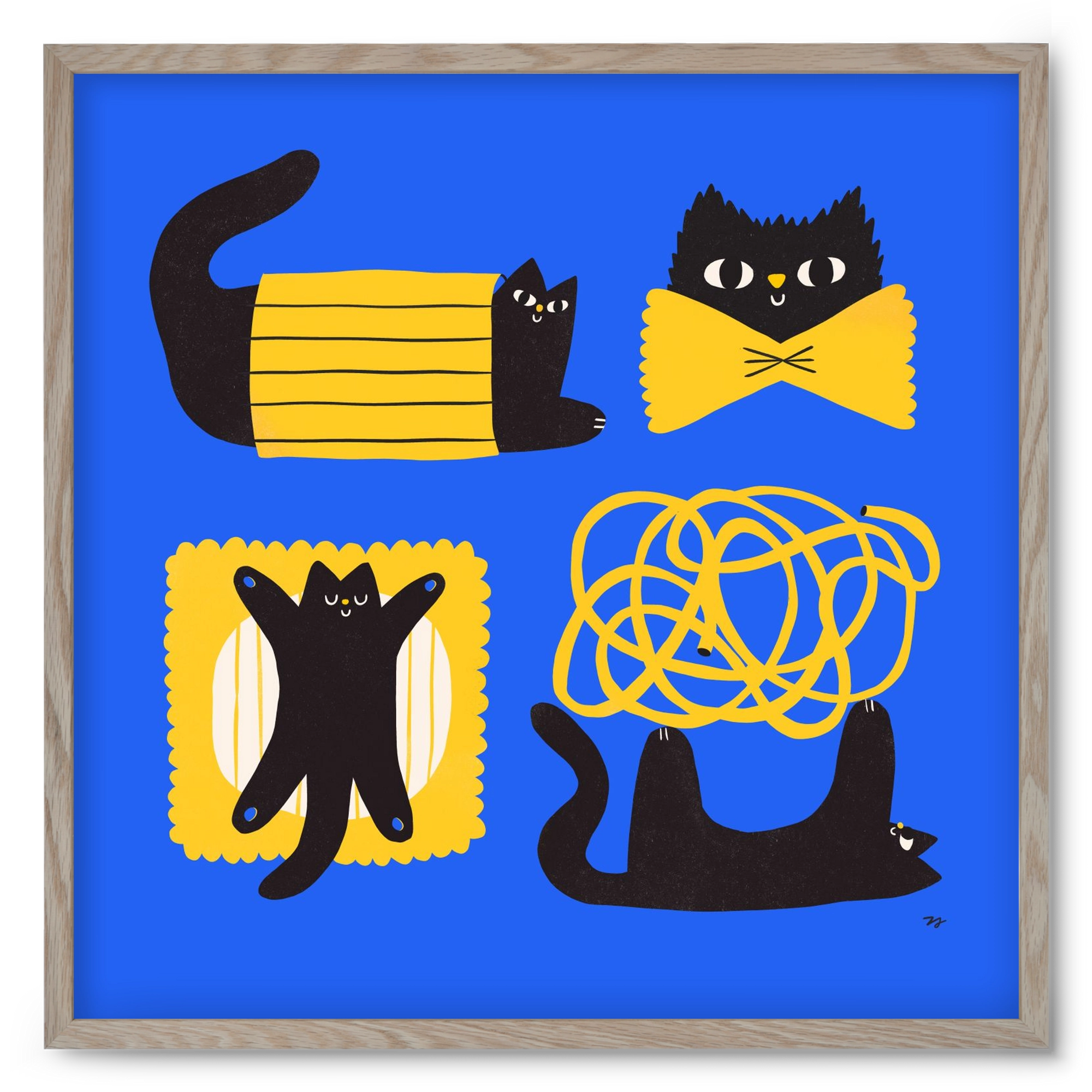 Pasta Cats, 50x50 cm (50x50 cm), Tölgy keret