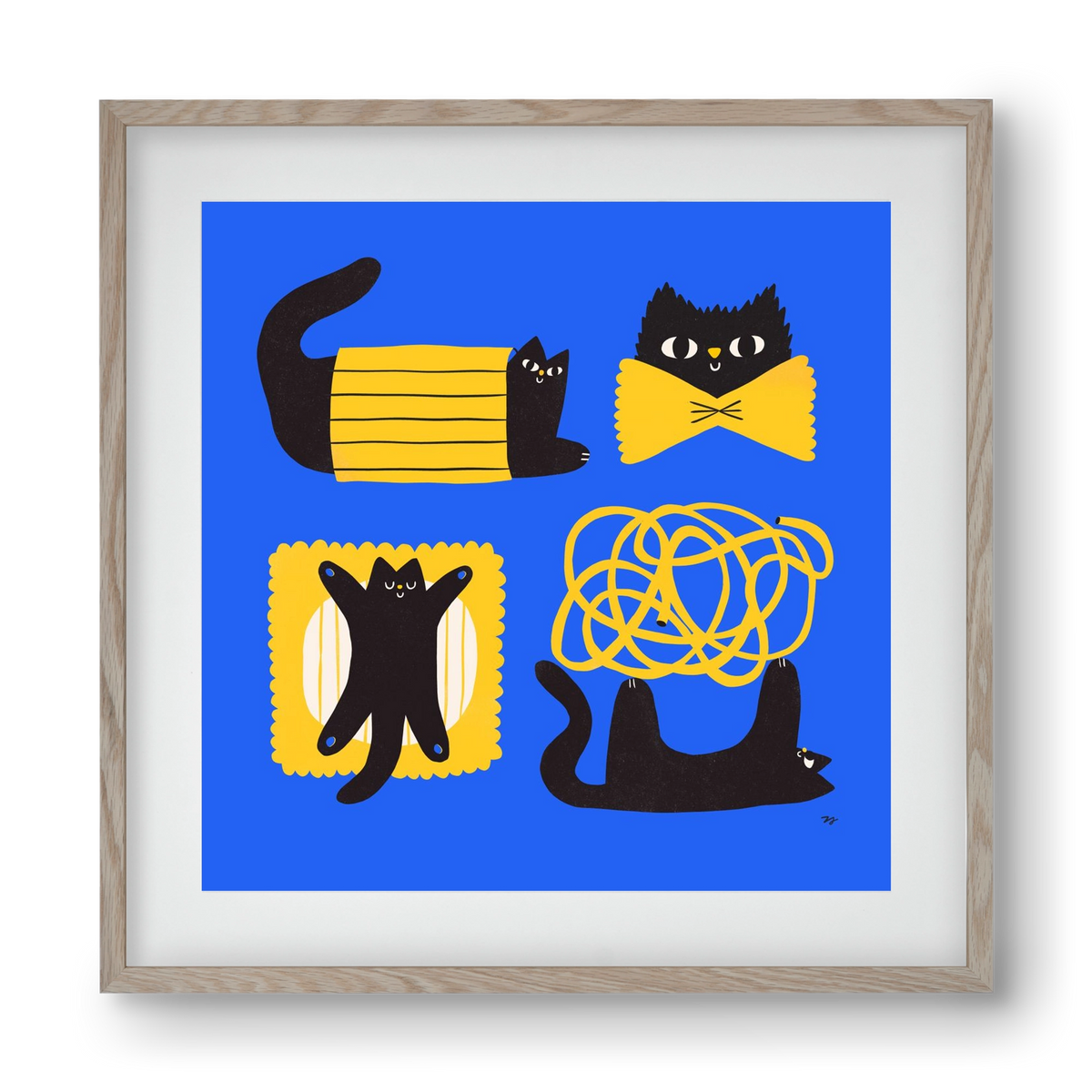 Pasta Cats, 40x40 cm (30x30 cm), Tölgy keret, paszpartuval