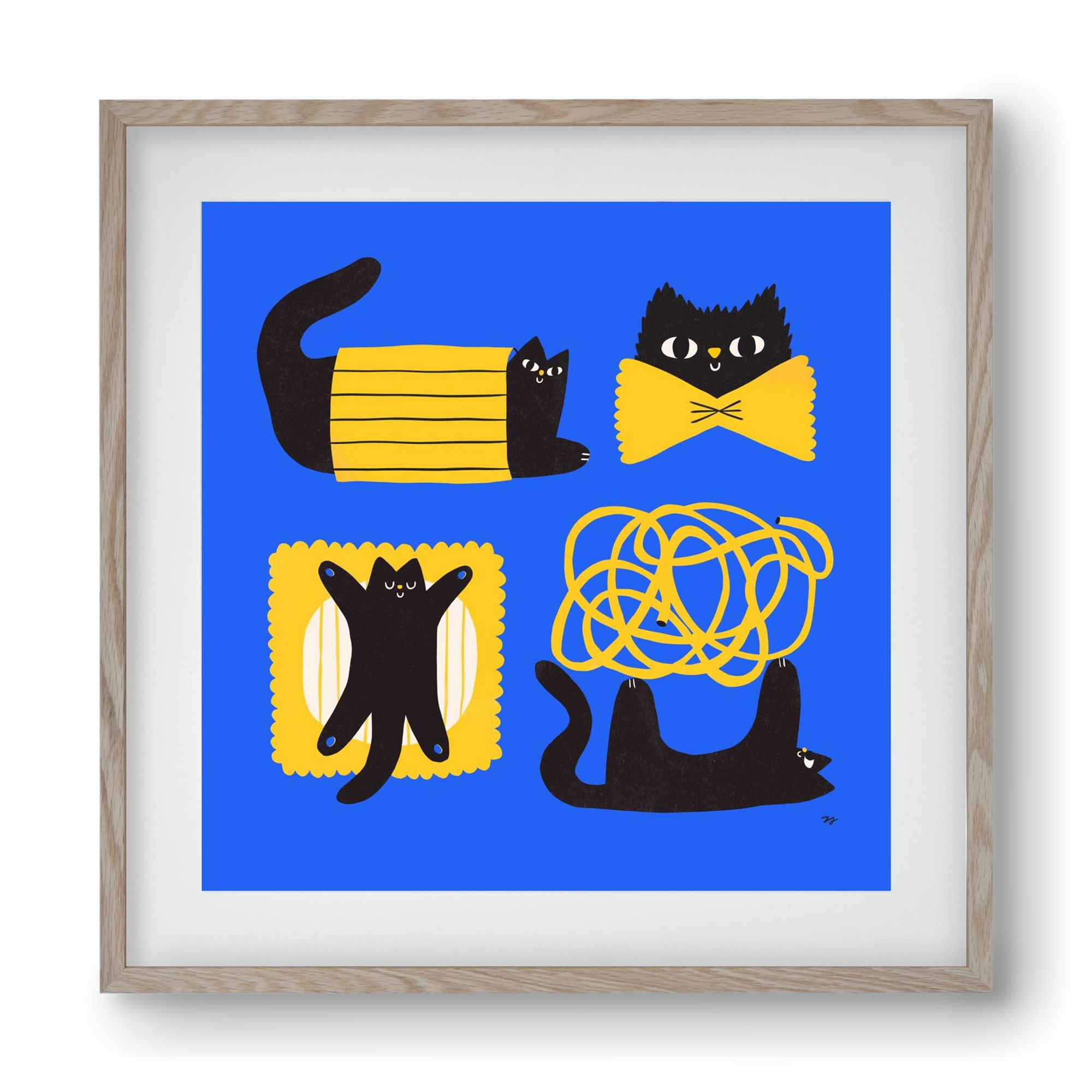 Pasta Cats, 40x40 cm (30x30 cm), Tölgy keret, paszpartuval