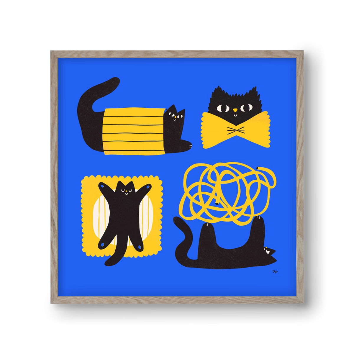 Pasta Cats, 30x30 cm (30x30 cm), Tölgy keret