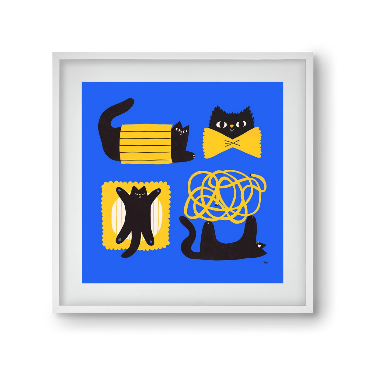 Pasta Cats, 30x30 cm (20x20 cm), Fehér keret, paszpartuval