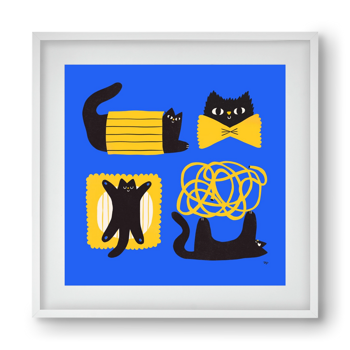 Pasta Cats, 40x40 cm (30x30 cm), Fehér keret, paszpartuval