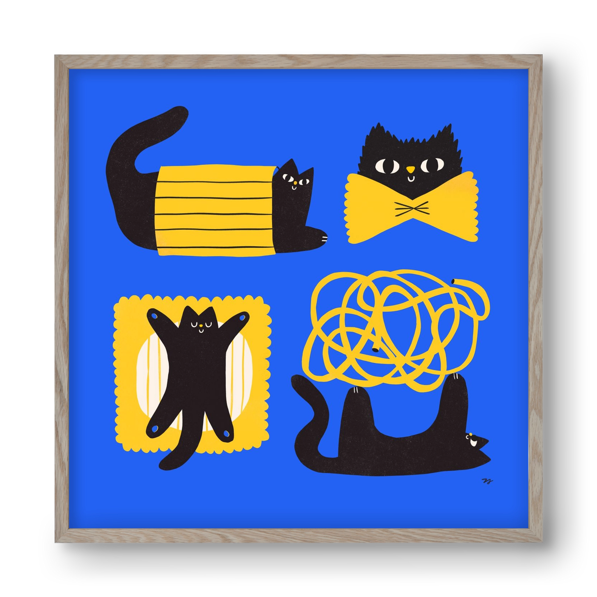 Pasta Cats, 40x40 cm (40x40 cm), Tölgy keret