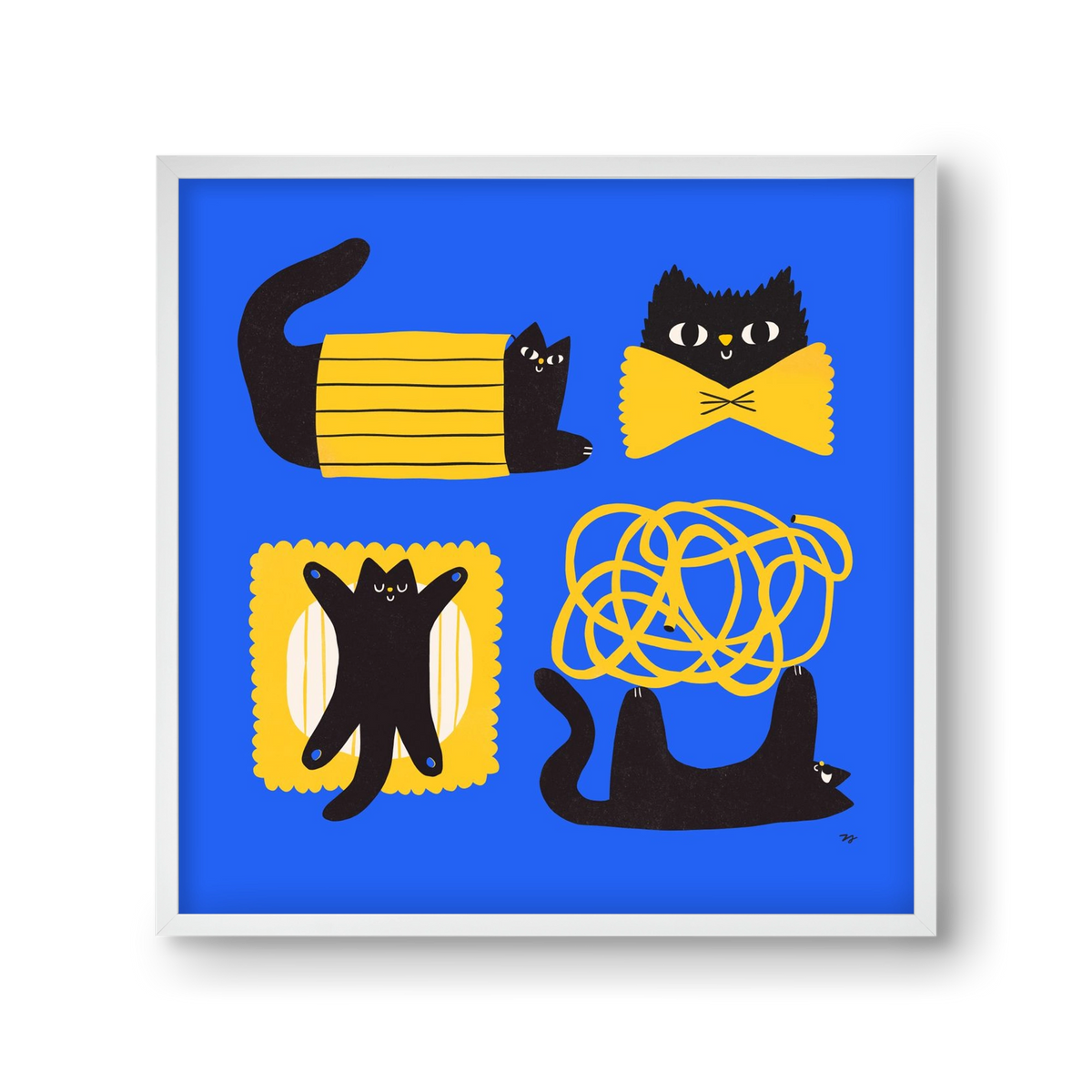 Pasta Cats, 30x30 cm (30x30 cm), Fehér keret