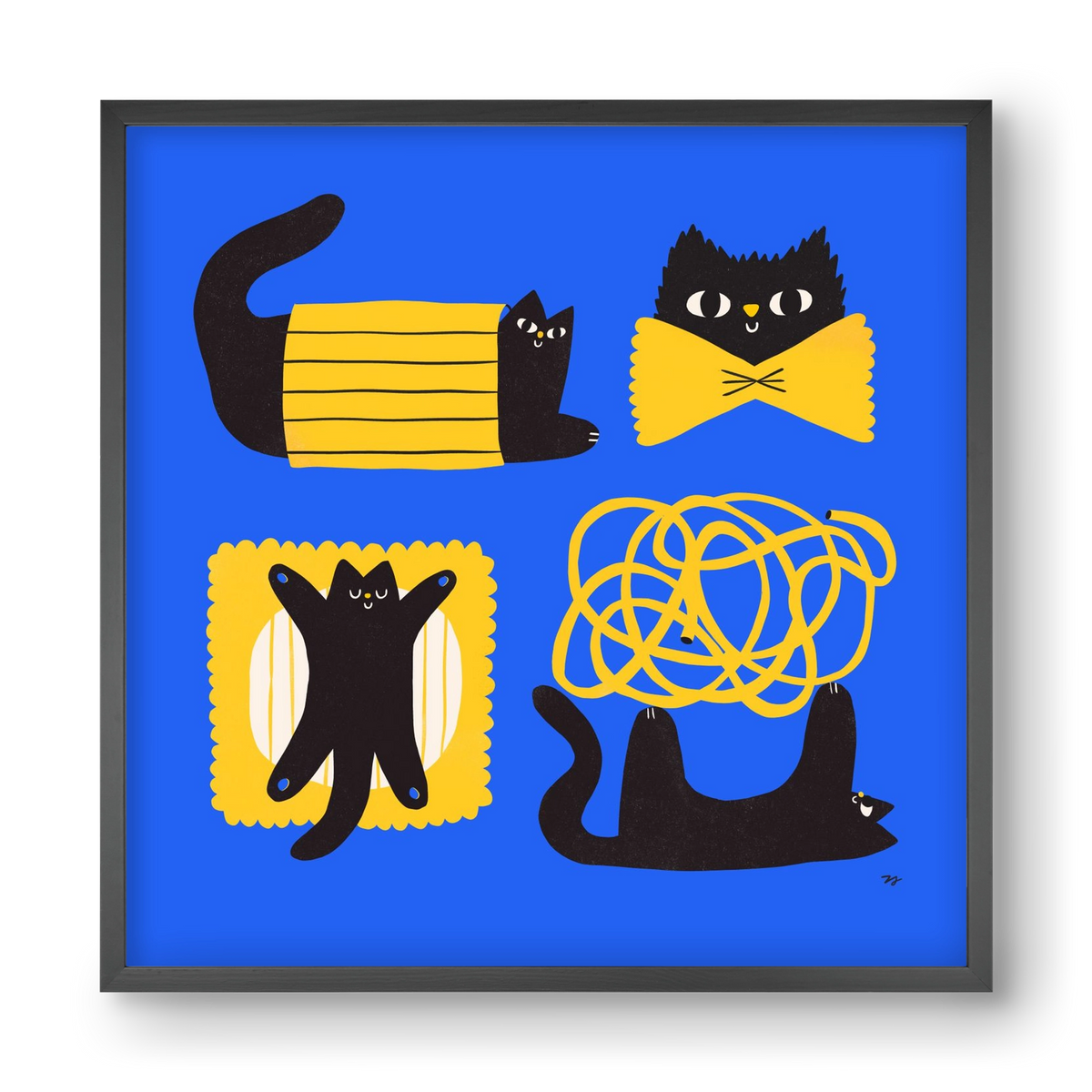Pasta Cats, 40x40 cm (40x40 cm), Fekete keret