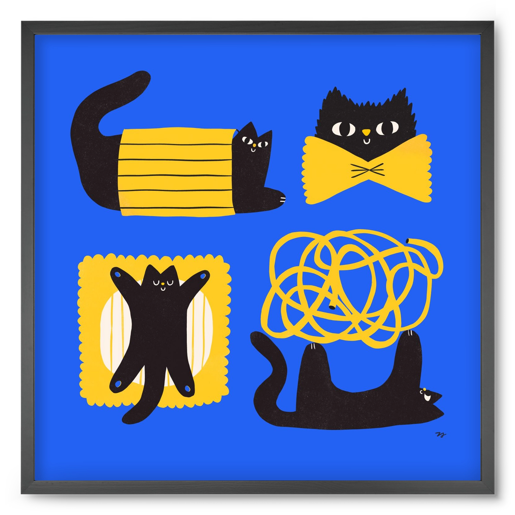 Pasta Cats, 50x50 cm (50x50 cm), Fekete keret