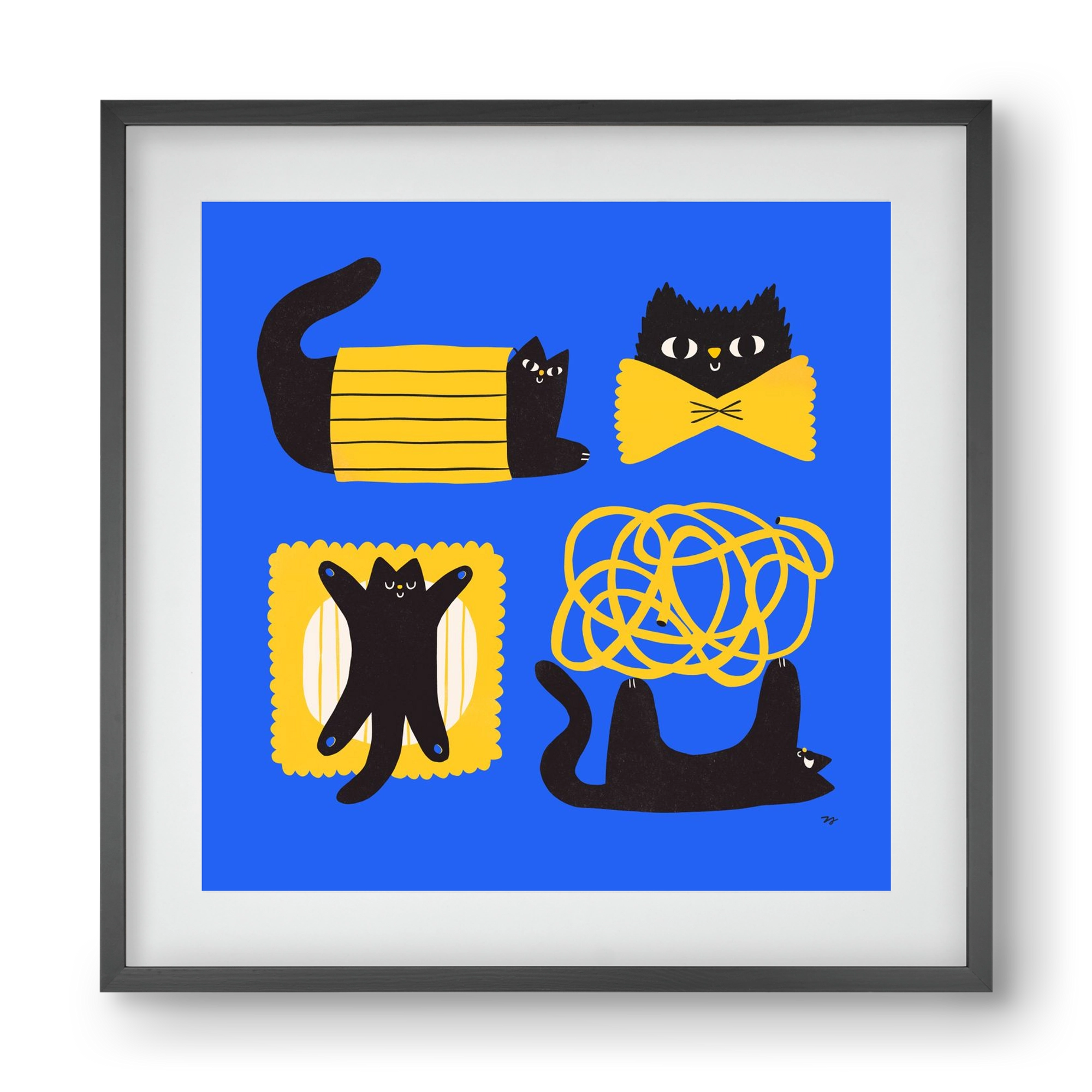Pasta Cats, 40x40 cm (30x30 cm), Fekete keret, paszpartuval