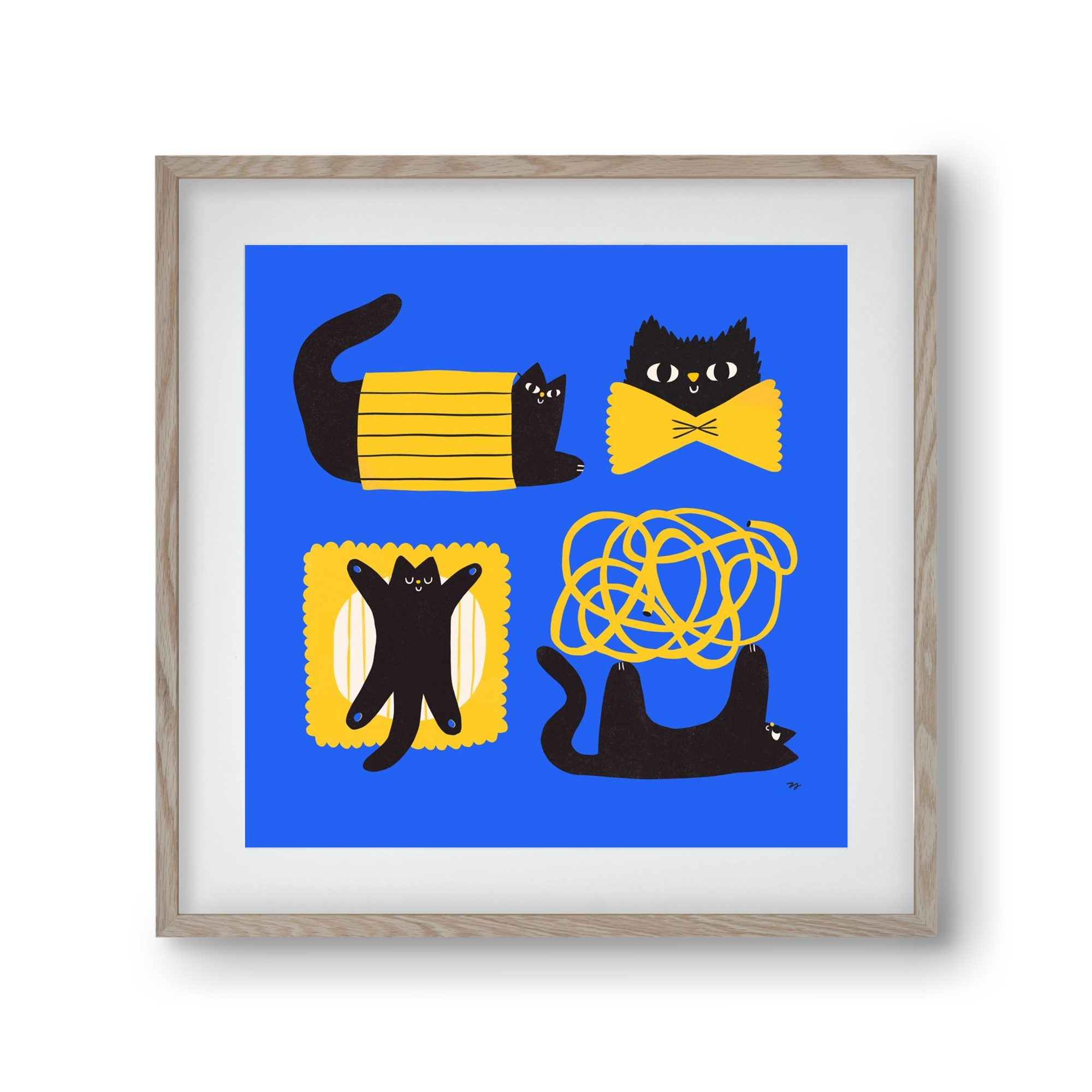 Pasta Cats, 30x30 cm (20x20 cm), Tölgy keret, paszpartuval