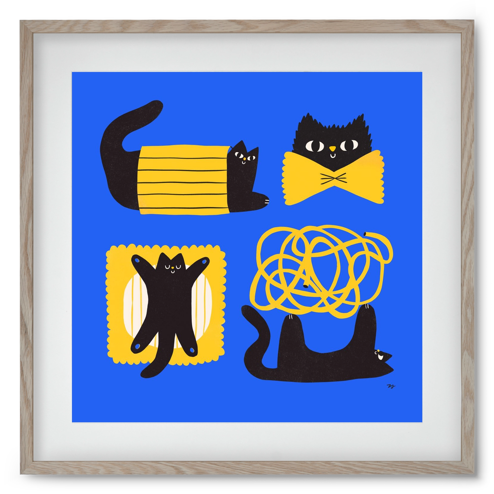 Pasta Cats, 50x50 cm (40x40 cm), Tölgy keret, paszpartuval