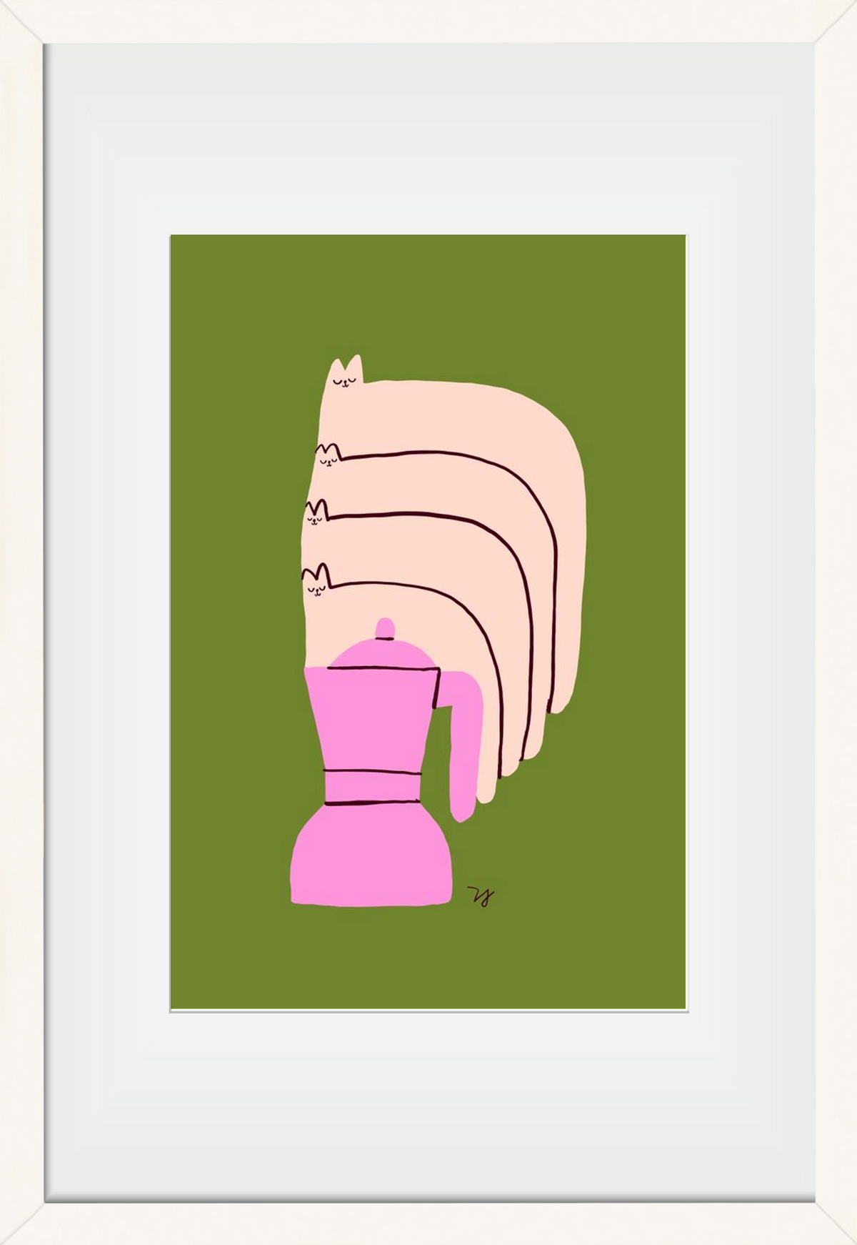 Cat Espresso Steam, 30x45 cm (20x30 cm), Fehér keret, paszpartuval