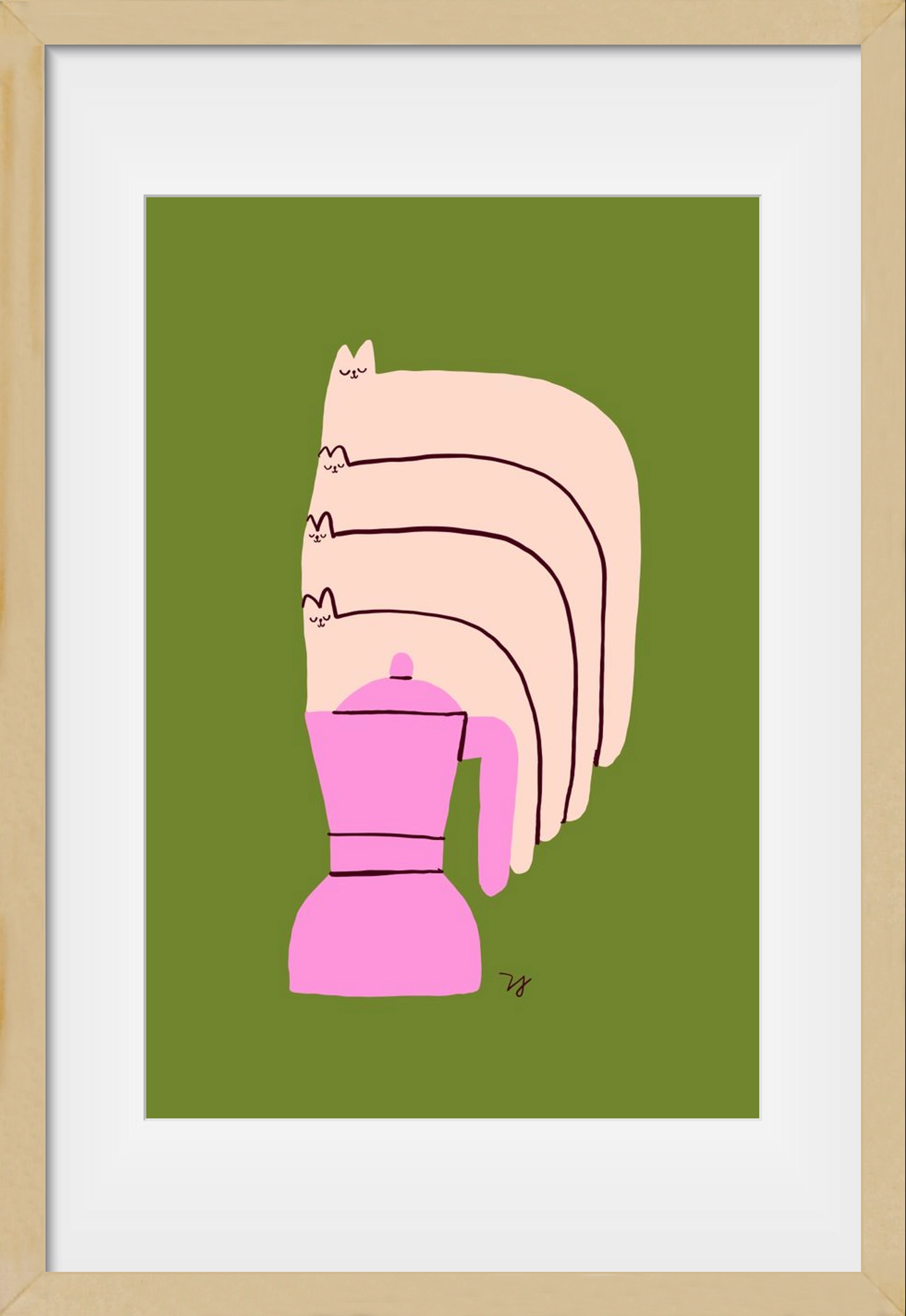 Cat Espresso Steam, 40x60 cm (30x45 cm), Tölgy keret, paszpartuval