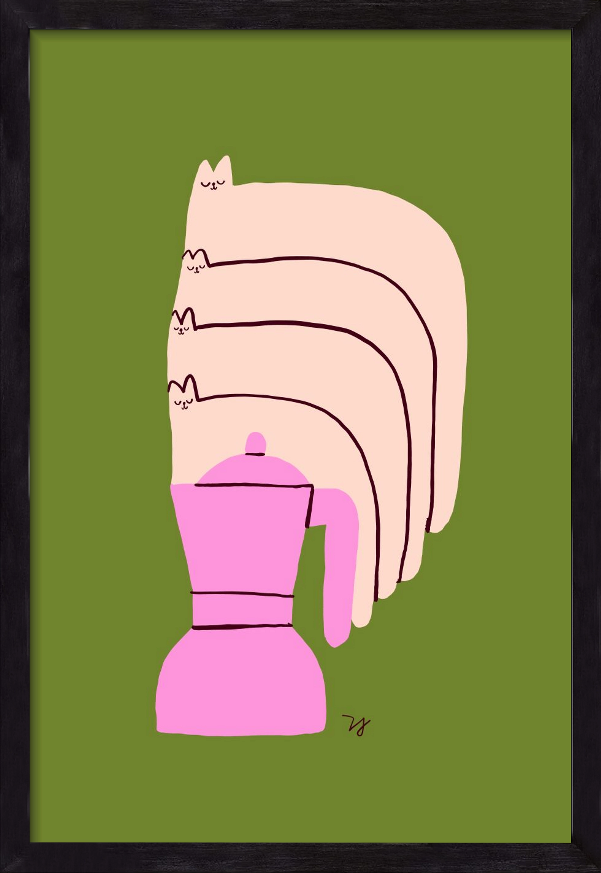 Cat Espresso Steam, 30x45 cm (30x45 cm), Fekete keret