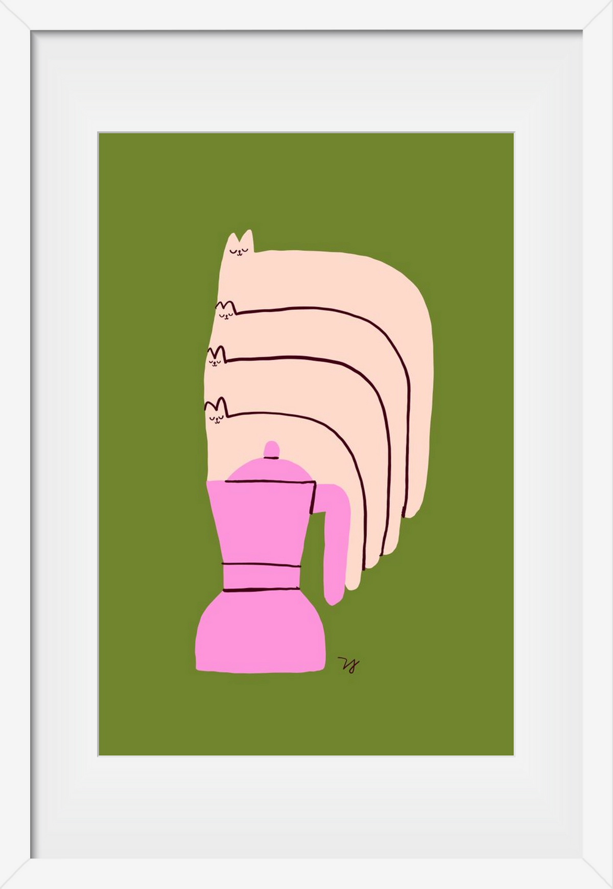 Cat Espresso Steam, 40x60 cm (30x45 cm), Fehér keret, paszpartuval