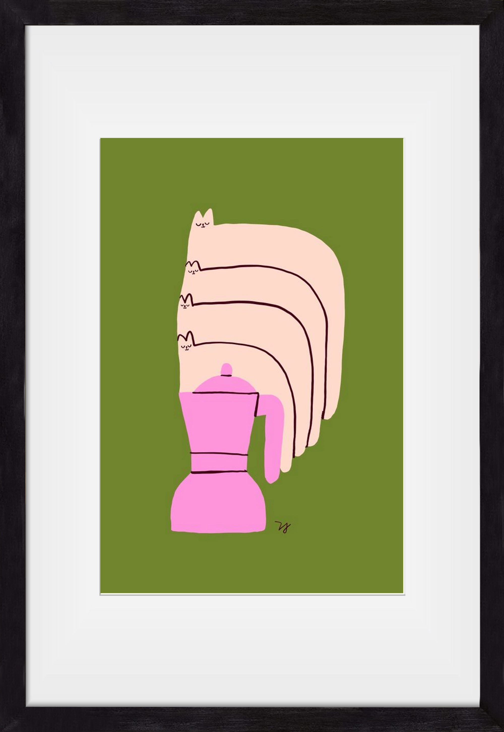 Cat Espresso Steam, 30x45 cm (20x30 cm), Fekete keret, paszpartuval