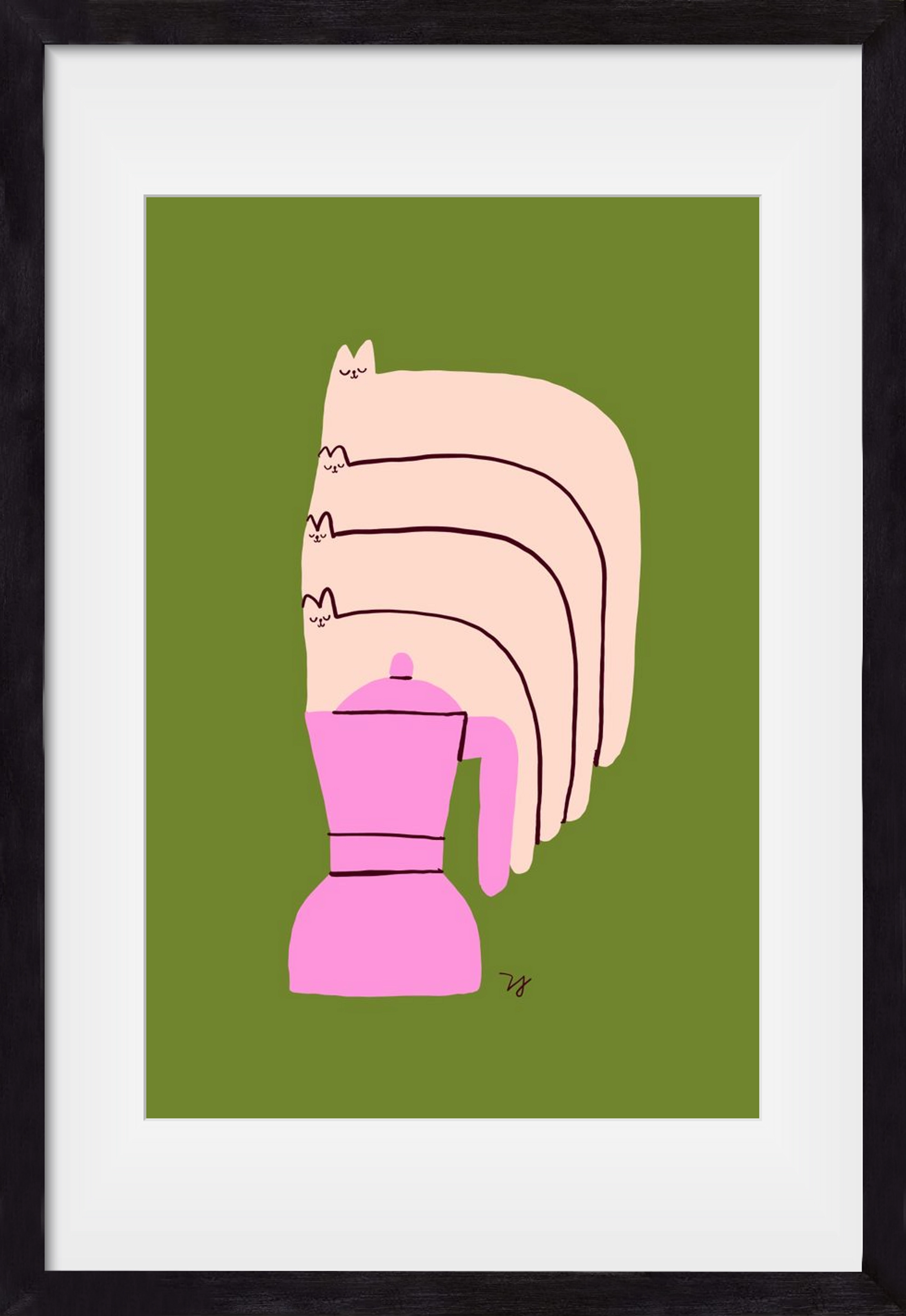 Cat Espresso Steam, 40x60 cm (30x45 cm), Fekete keret, paszpartuval