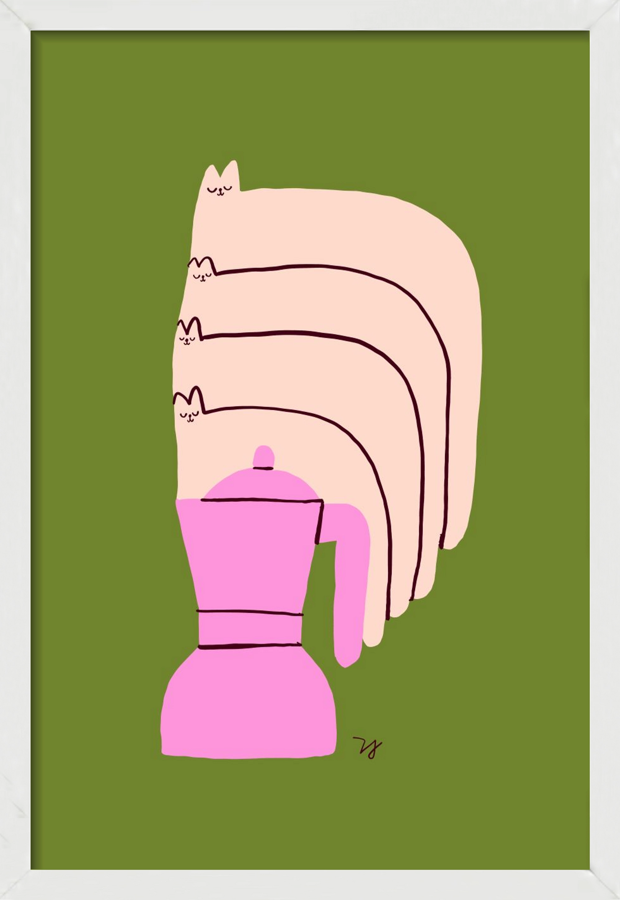 Cat Espresso Steam, 30x45 cm (30x45 cm), Fehér keret