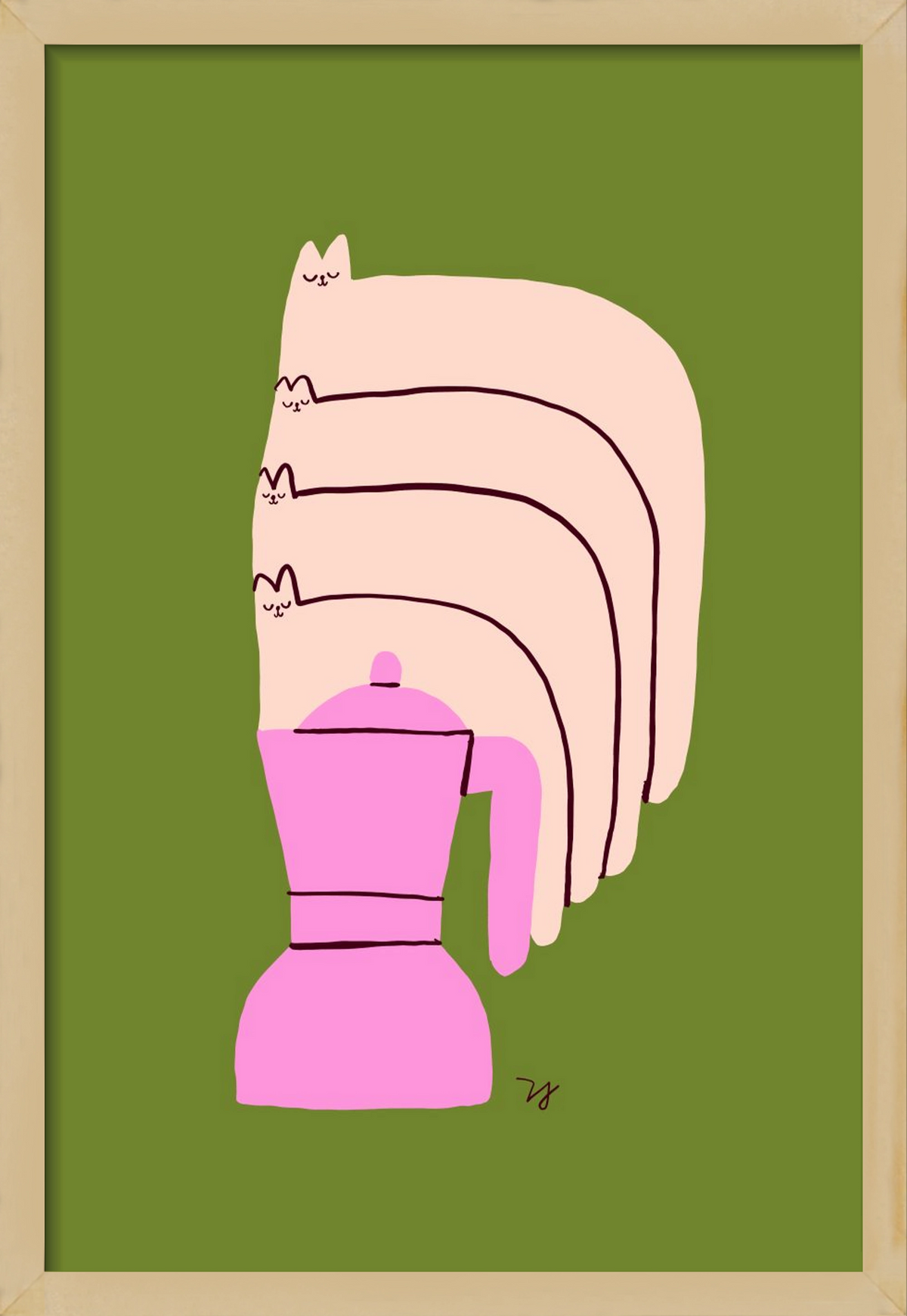 Cat Espresso Steam, 20x30 cm (20x30 cm), Tölgy keret