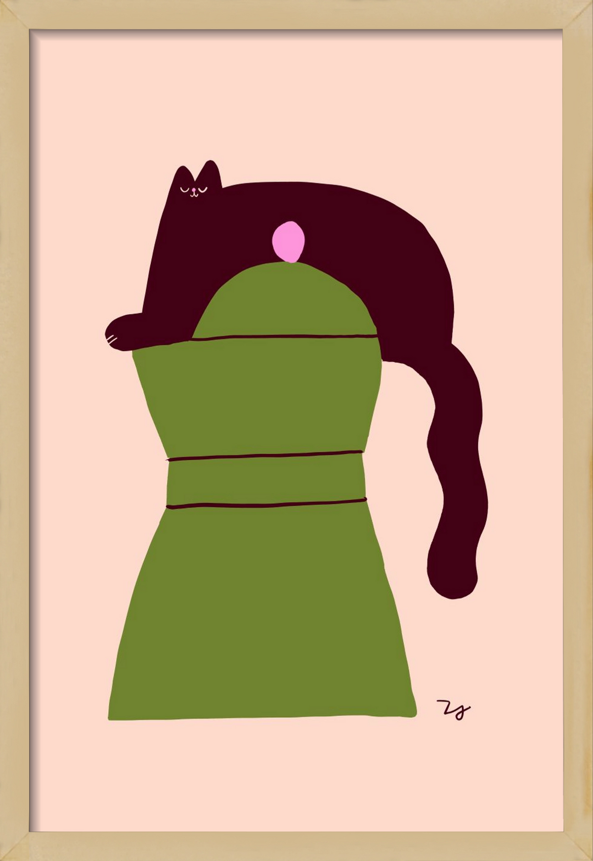 Cat Espresso, 40x60 cm (40x60 cm), Tölgy keret