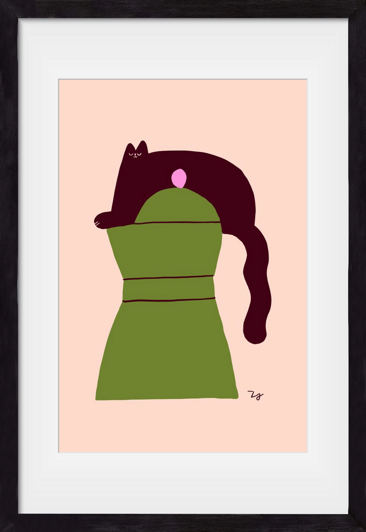 Cat Espresso, 40x60 cm (30x45 cm), Fekete keret, paszpartuval