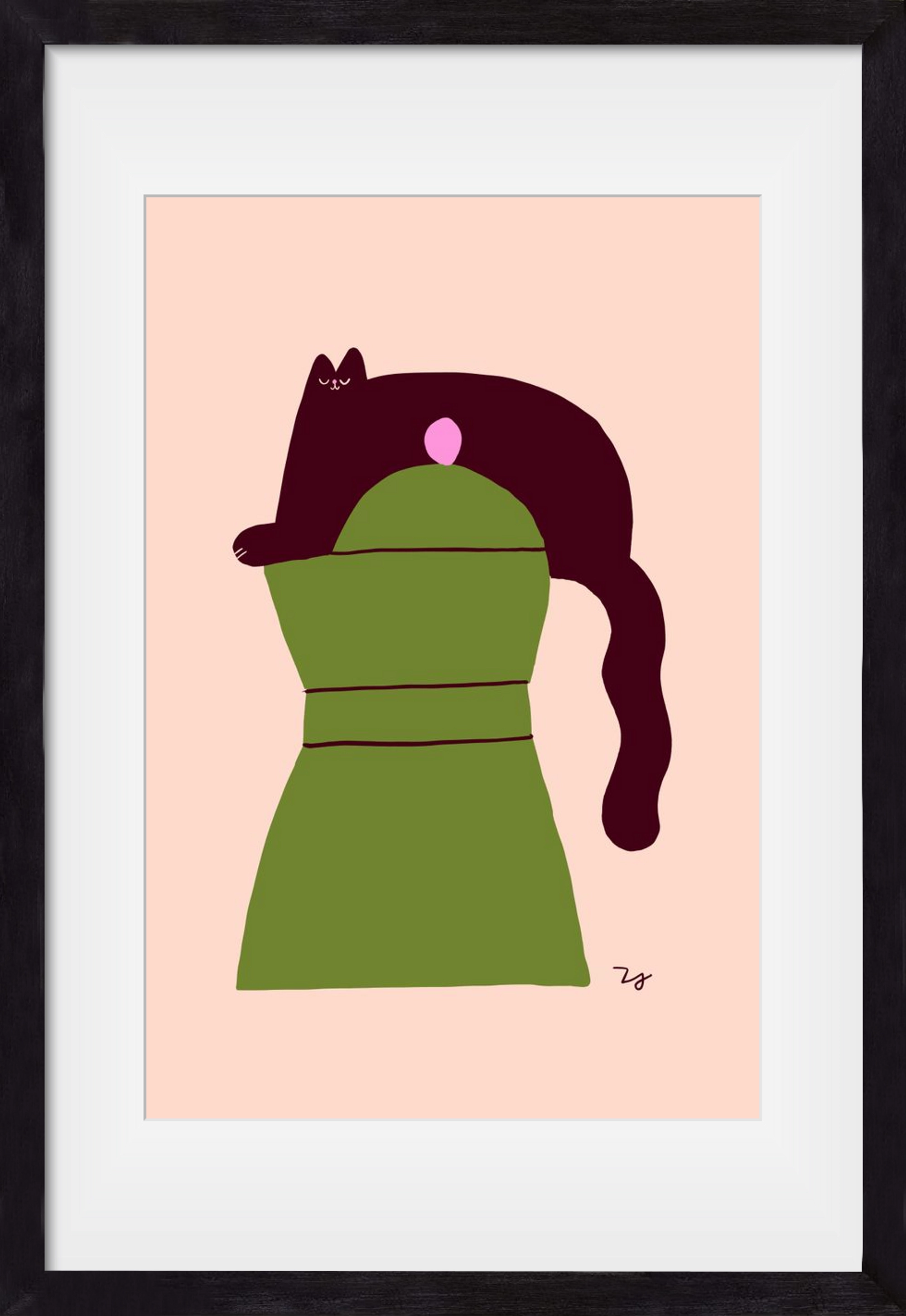Cat Espresso, 40x60 cm (30x45 cm), Fekete keret, paszpartuval