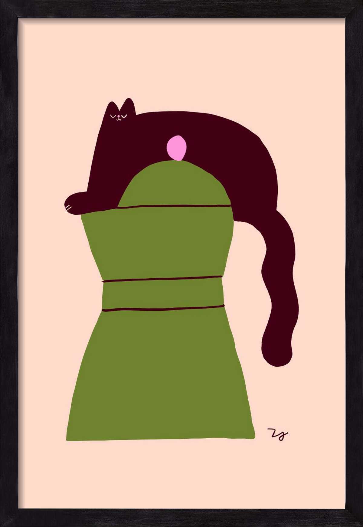 Cat Espresso, 30x45 cm (30x45 cm), Fekete keret