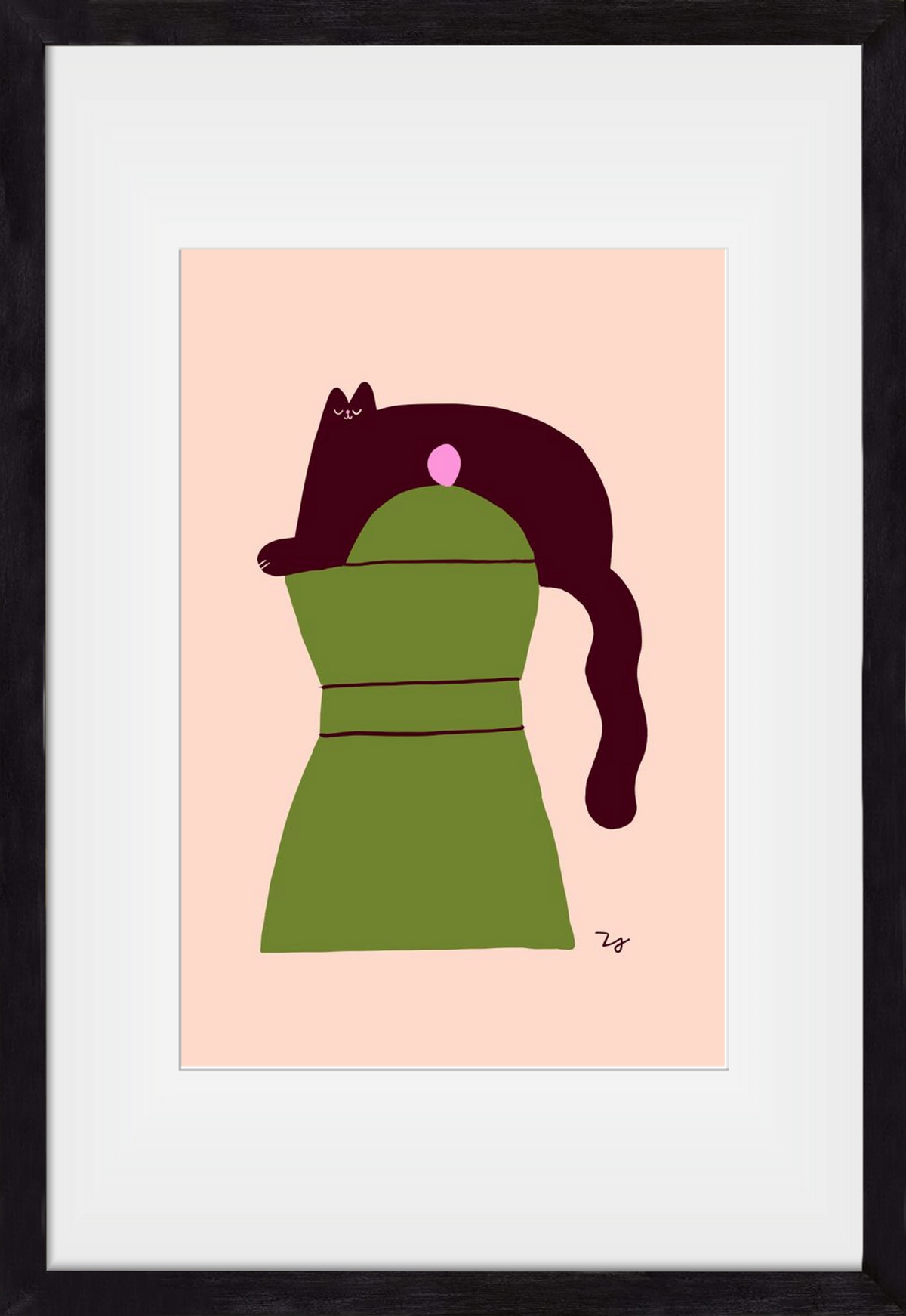 Cat Espresso, 30x45 cm (20x30 cm), Fekete keret, paszpartuval