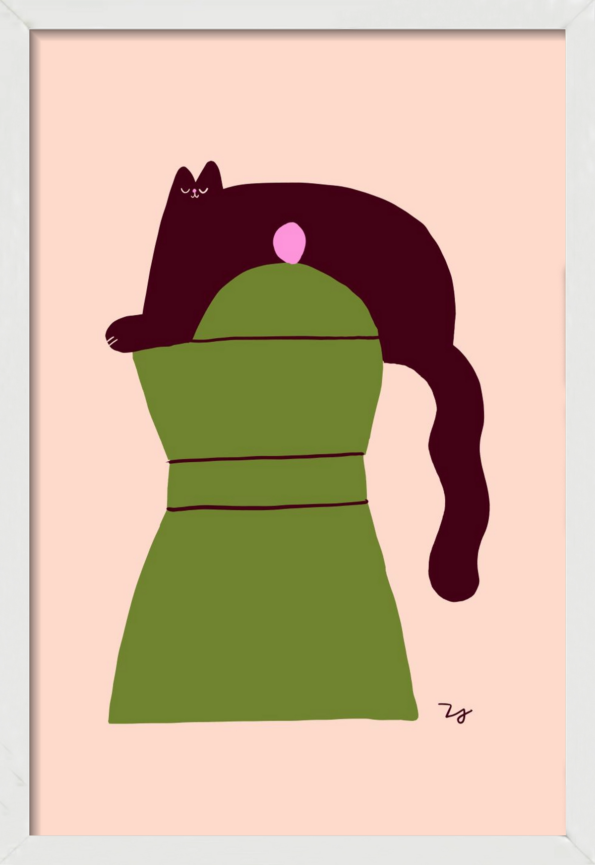 Cat Espresso, 20x30 cm (20x30 cm), Fehér keret