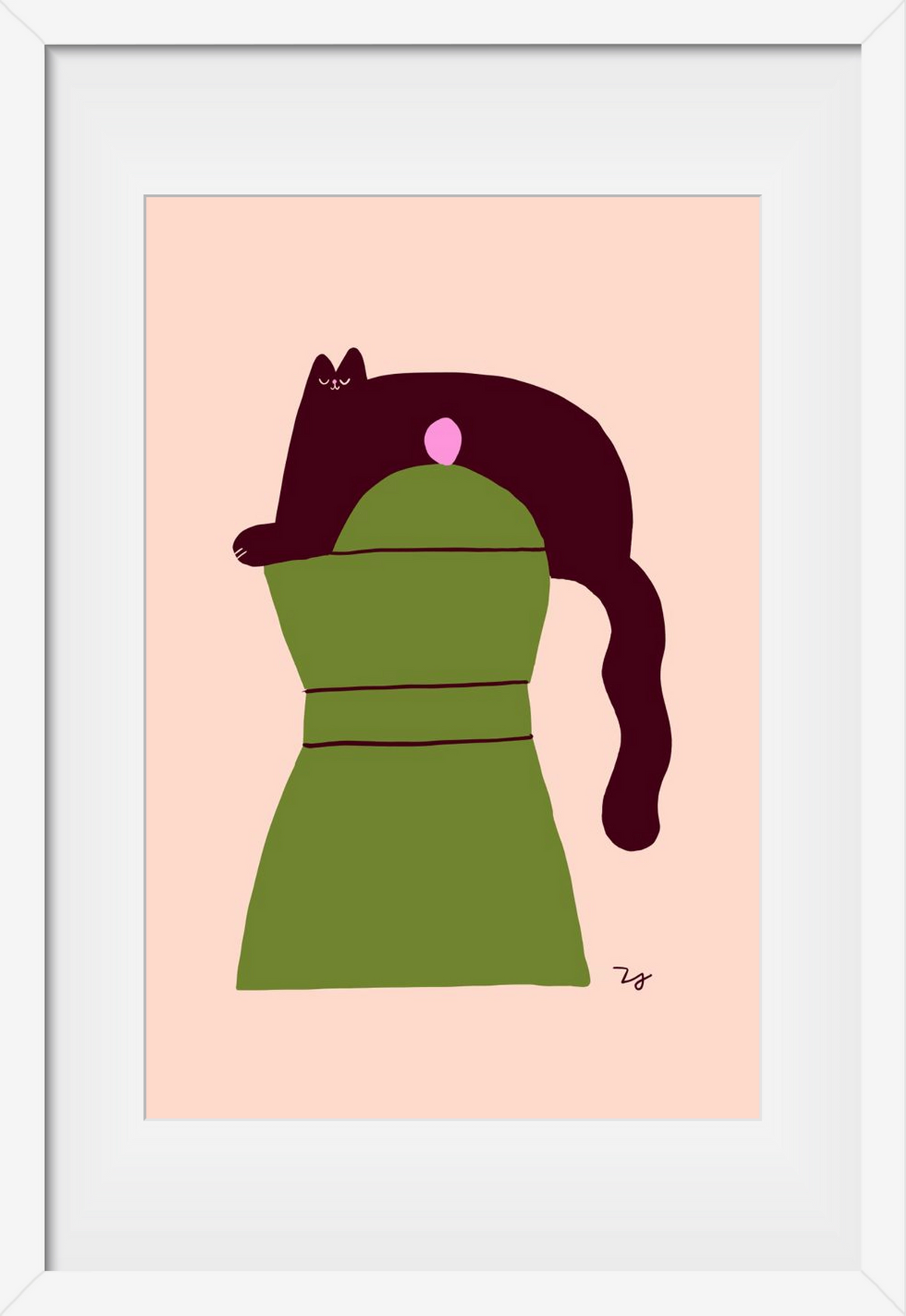 Cat Espresso, 40x60 cm (30x45 cm), Fehér keret, paszpartuval
