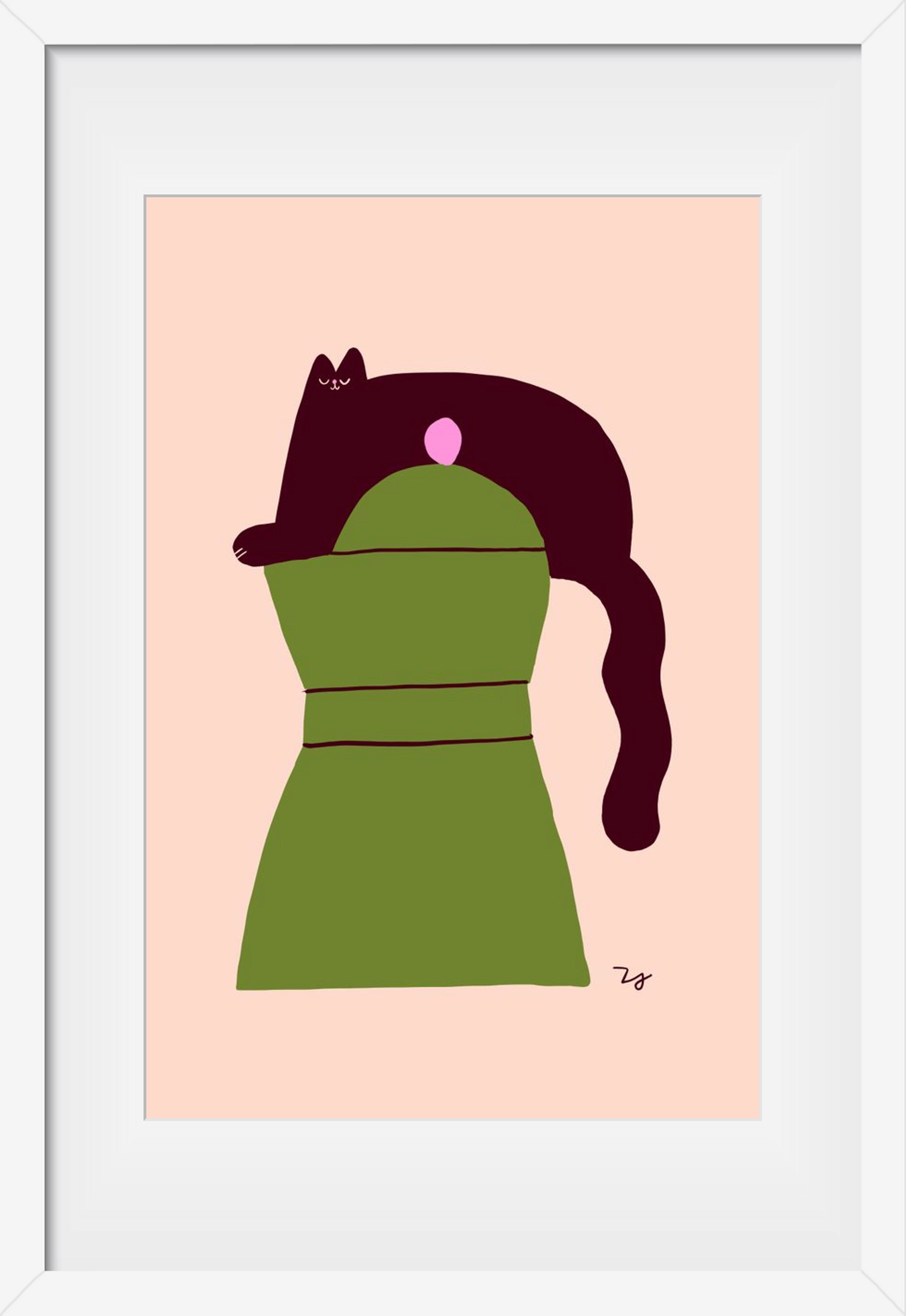 Cat Espresso, 40x60 cm (30x45 cm), Fehér keret, paszpartuval