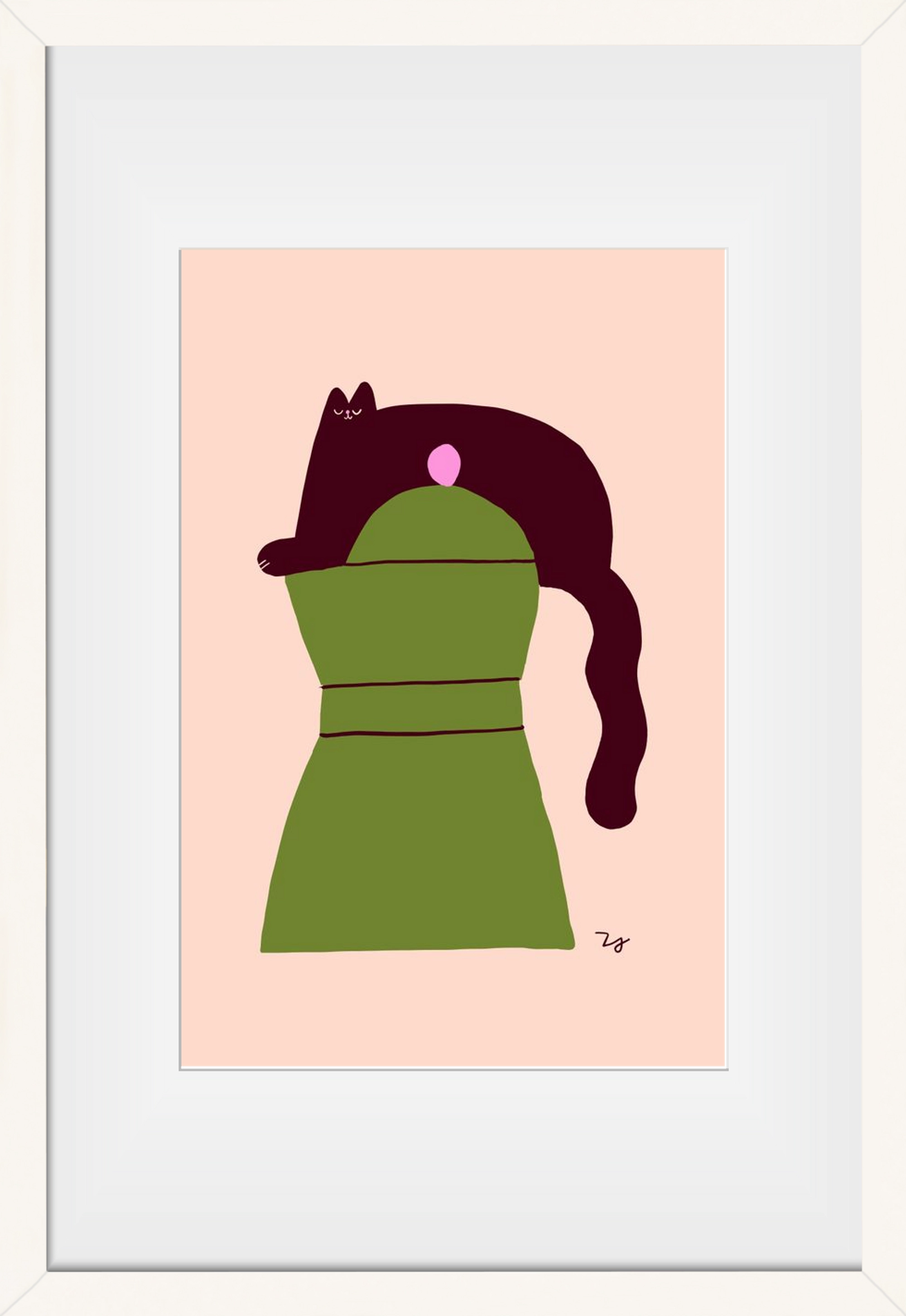 Cat Espresso, 30x45 cm (20x30 cm), Fehér keret, paszpartuval