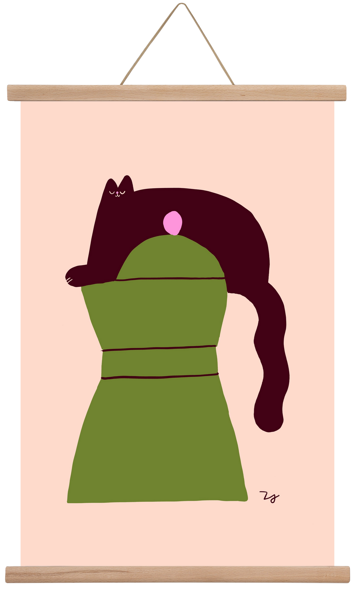 Cat Espresso, 40x60 cm (40x60 cm), Tölgy akasztó