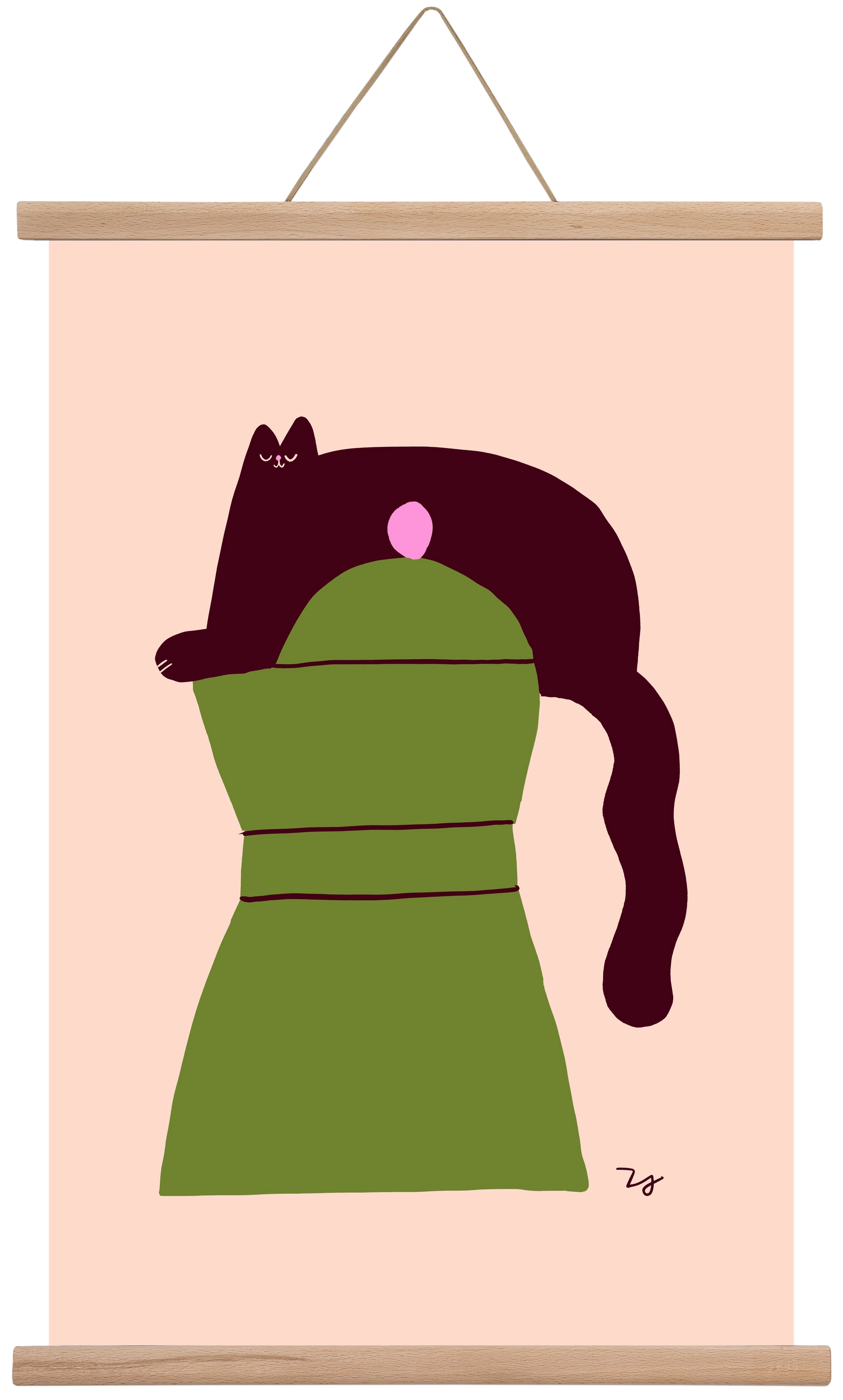 Cat Espresso, 40x60 cm (40x60 cm), Tölgy akasztó