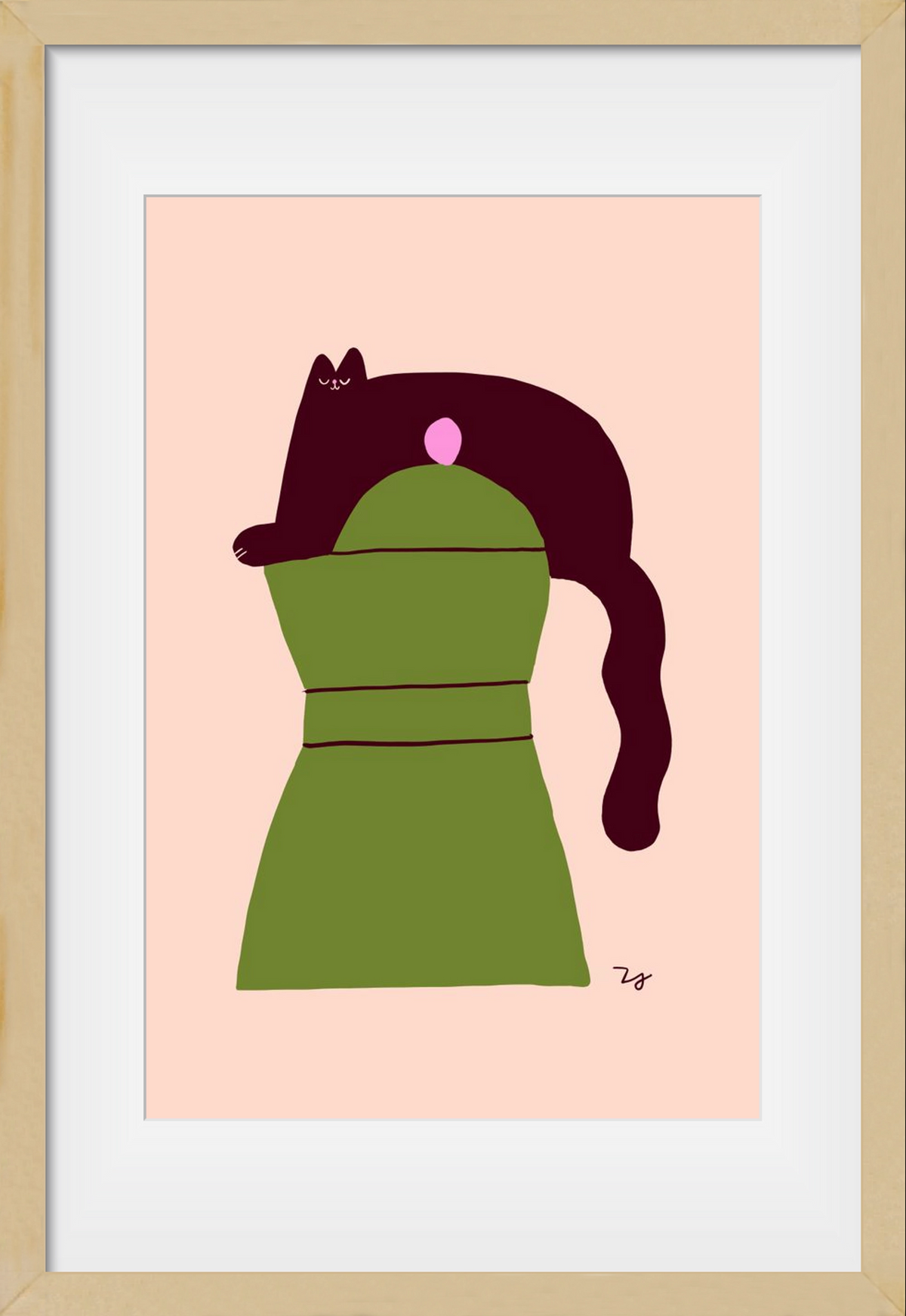 Cat Espresso, 40x60 cm (30x45 cm), Tölgy keret, paszpartuval