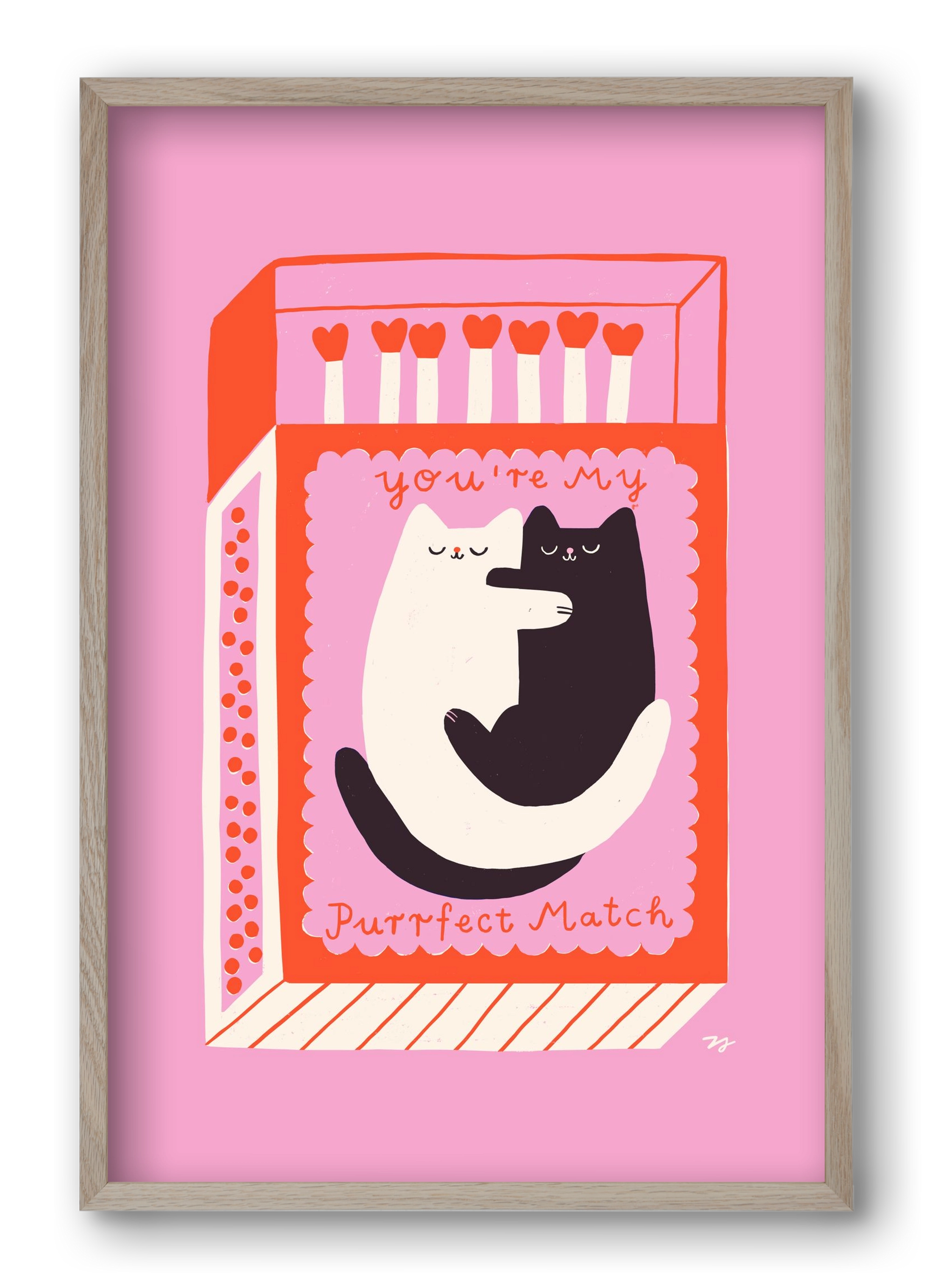 You are My Purrfect Match, 40x60 cm (40x60 cm), Tölgy keret