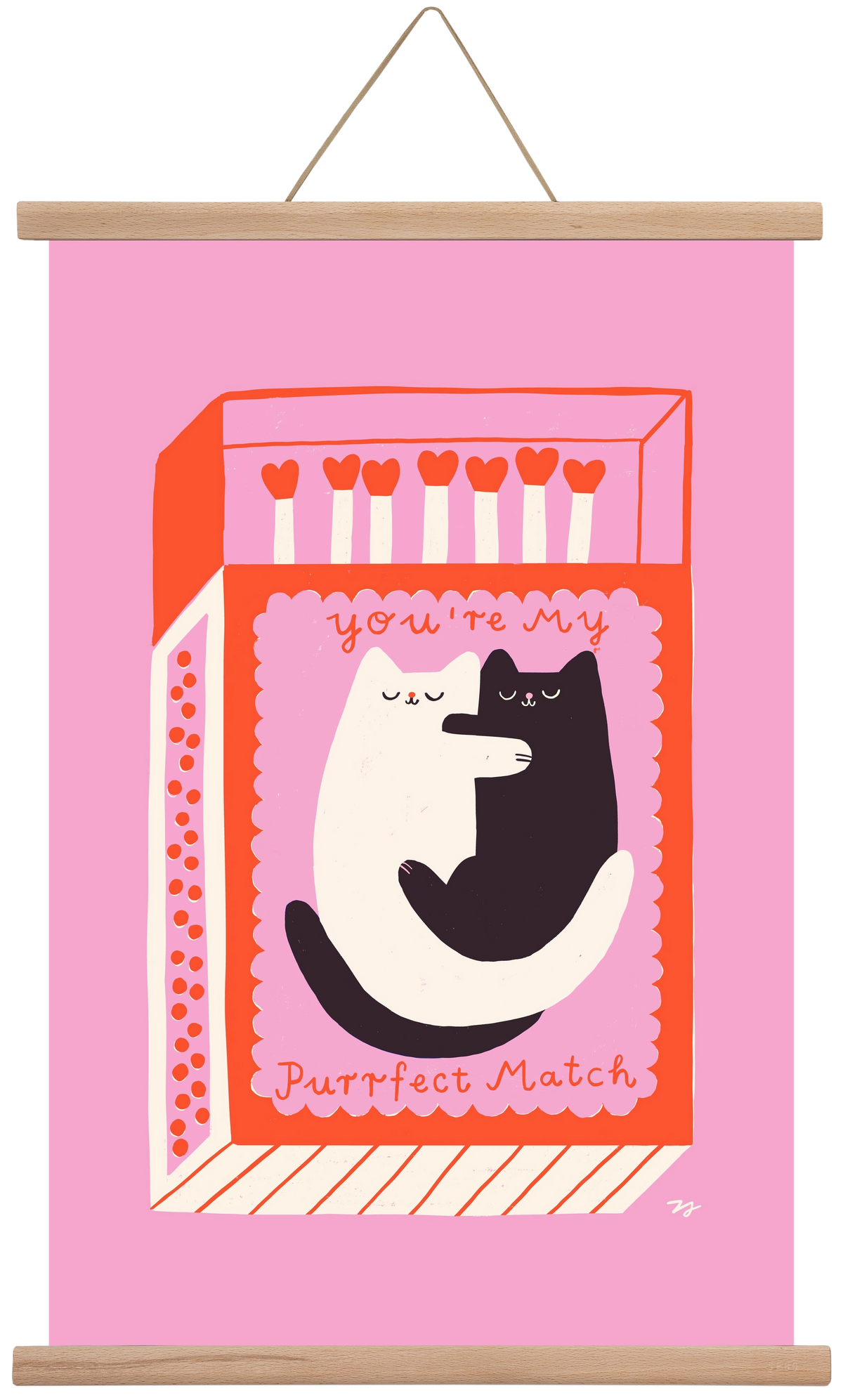 You are My Purrfect Match, 40x60 cm (40x60 cm), Tölgy akasztó