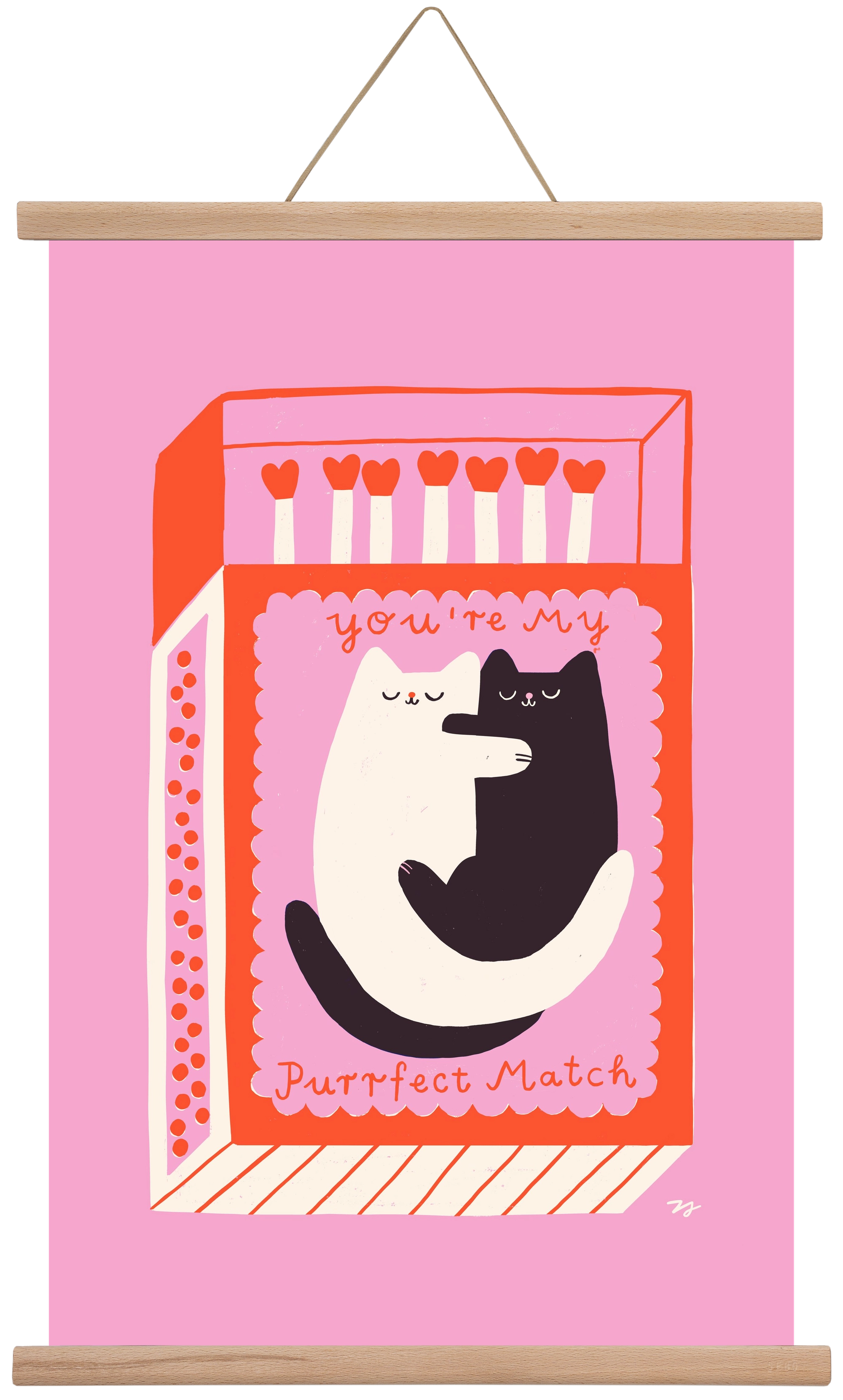 You are My Purrfect Match, 40x60 cm (40x60 cm), Tölgy akasztó