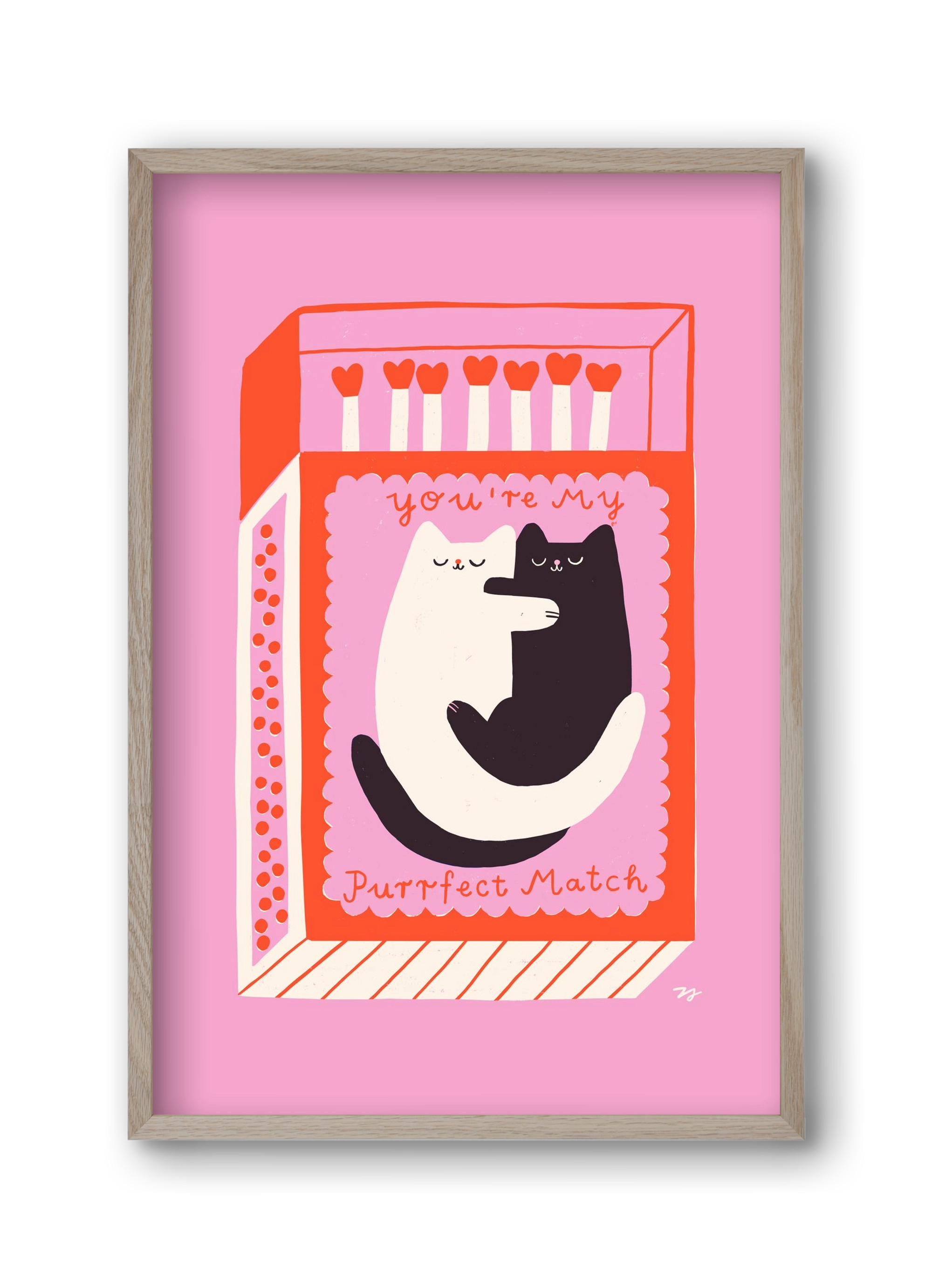 You are My Purrfect Match, 30x45 cm (30x45 cm), Tölgy keret