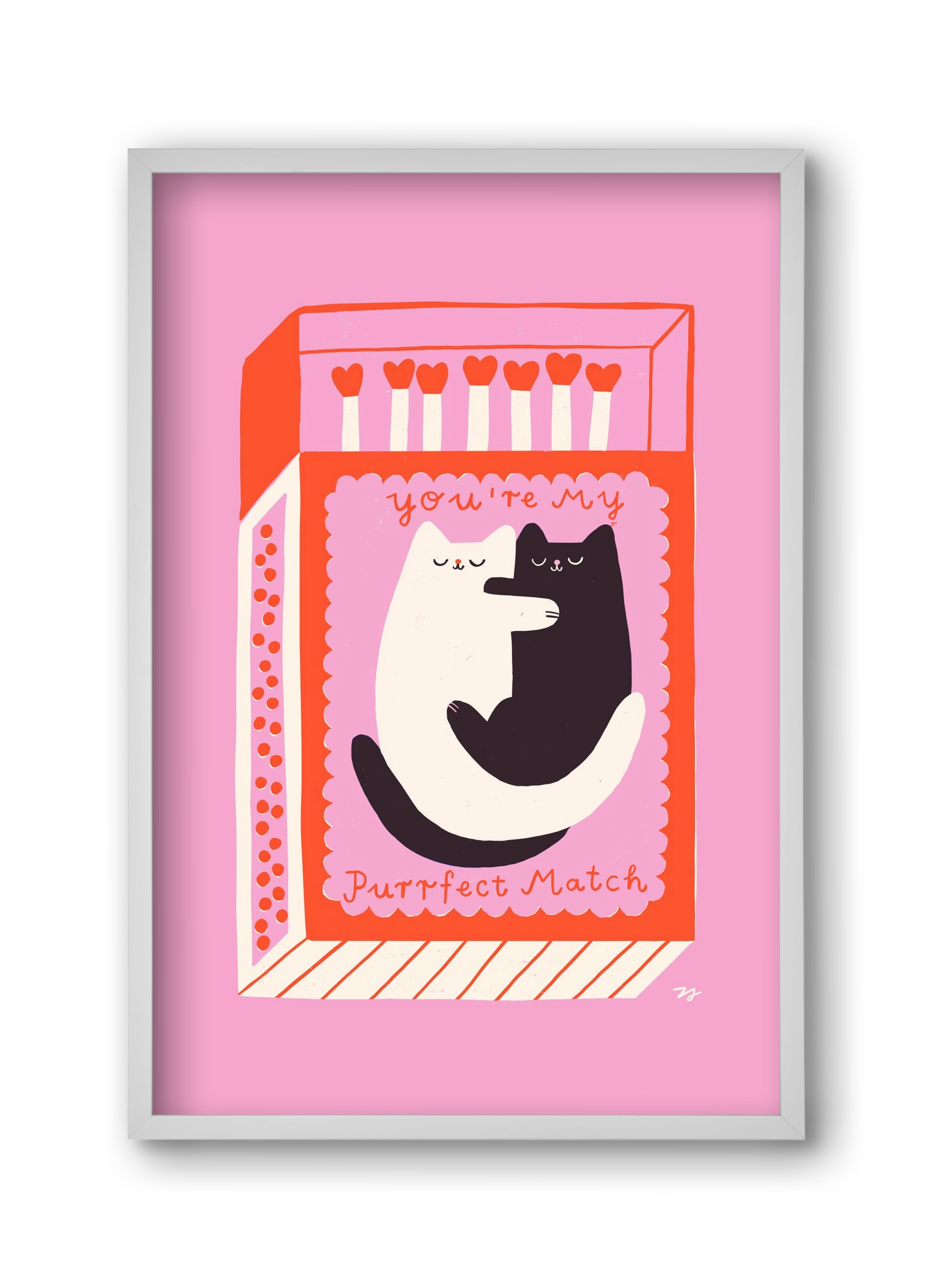 You are My Purrfect Match, 30x45 cm (30x45 cm), Fehér keret